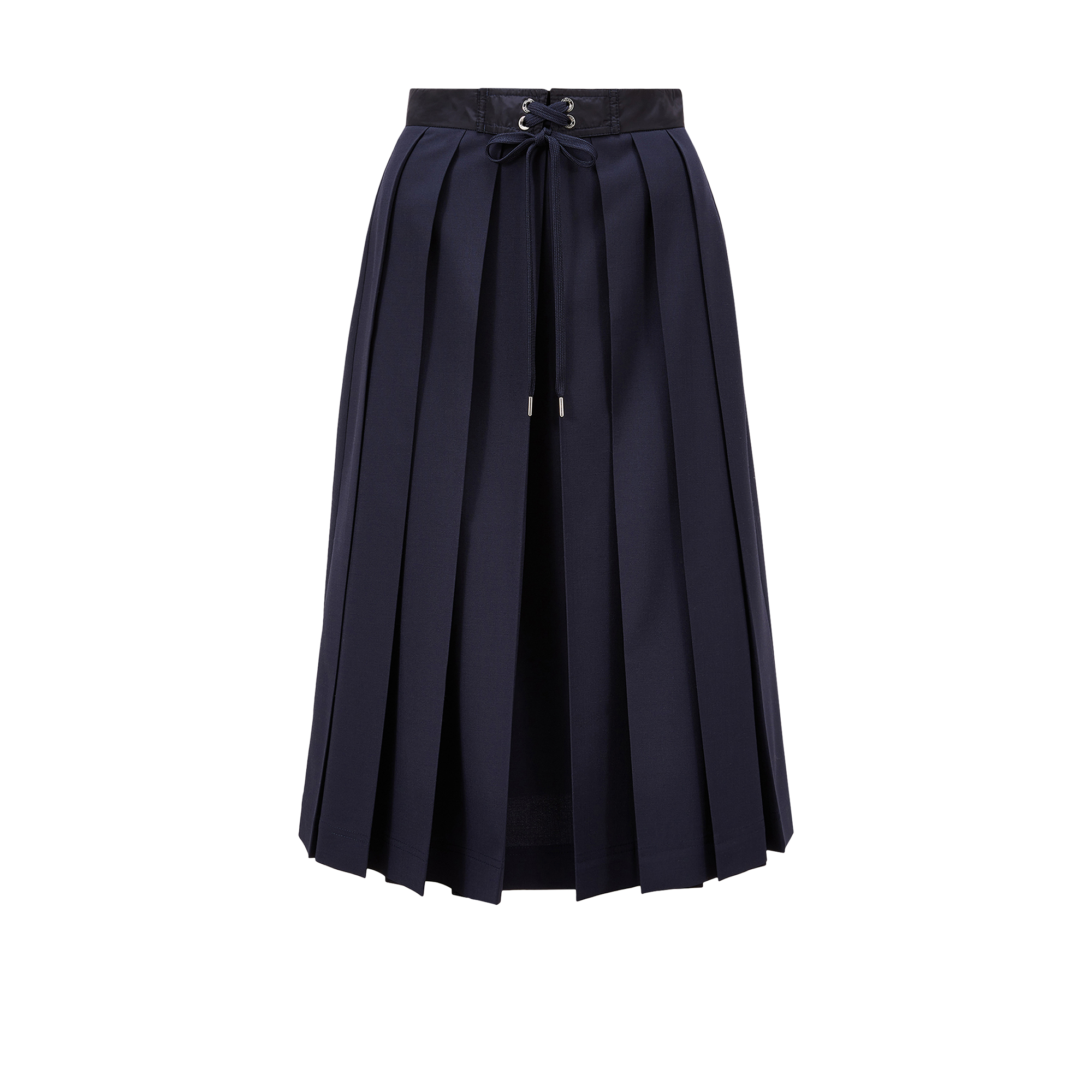 MONCLER COLLECTION Wool Blend Pleated Midi Skirt, Women, Blue, Size: 44