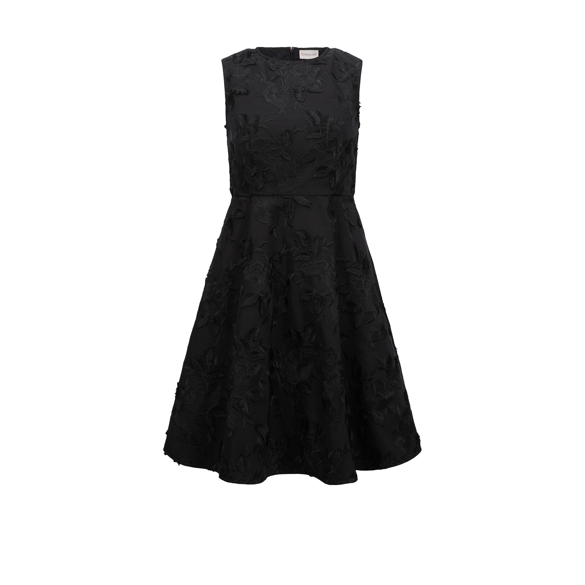 Moncler Robe En Gabardine À Motif Floral In Noir