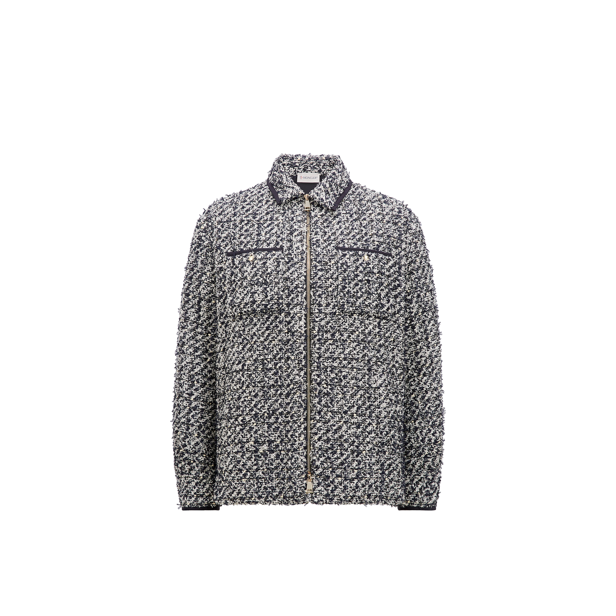 Moncler Tweed Down Shirt Jacket Multicolor In Multicolour