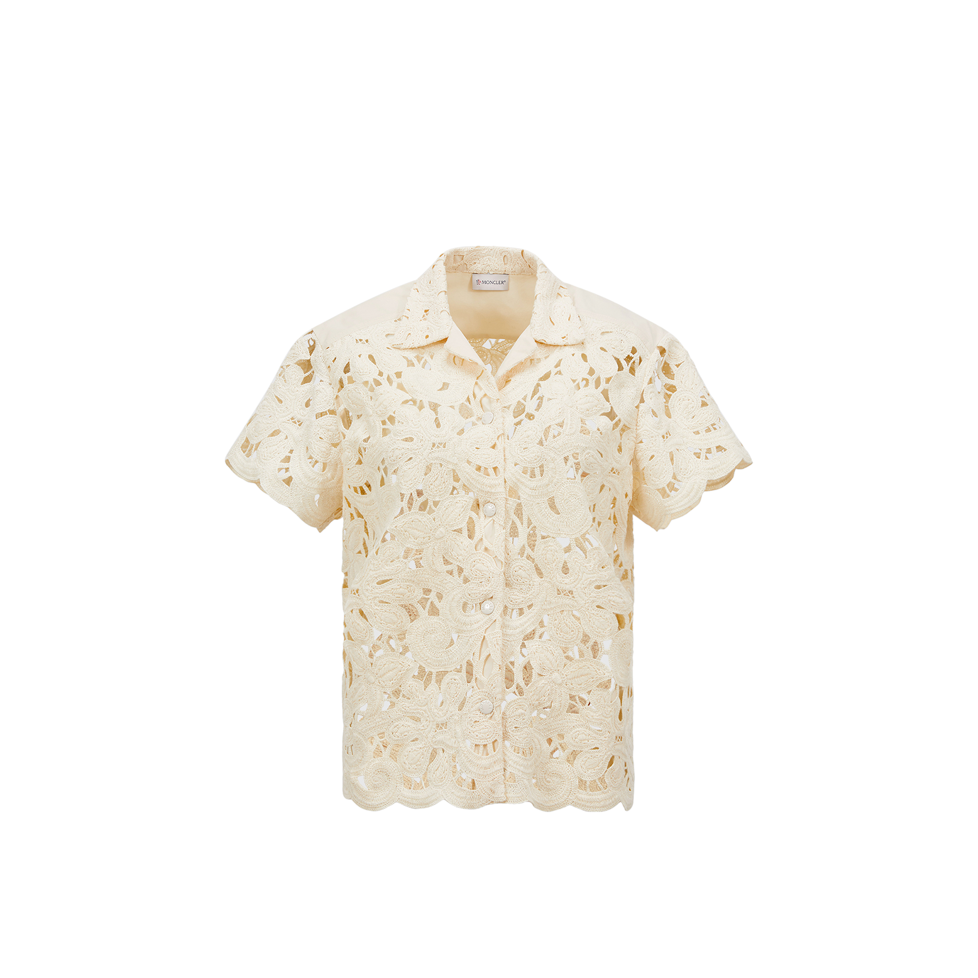 Moncler Crochet Cotton-blend Shirt In ホワイト