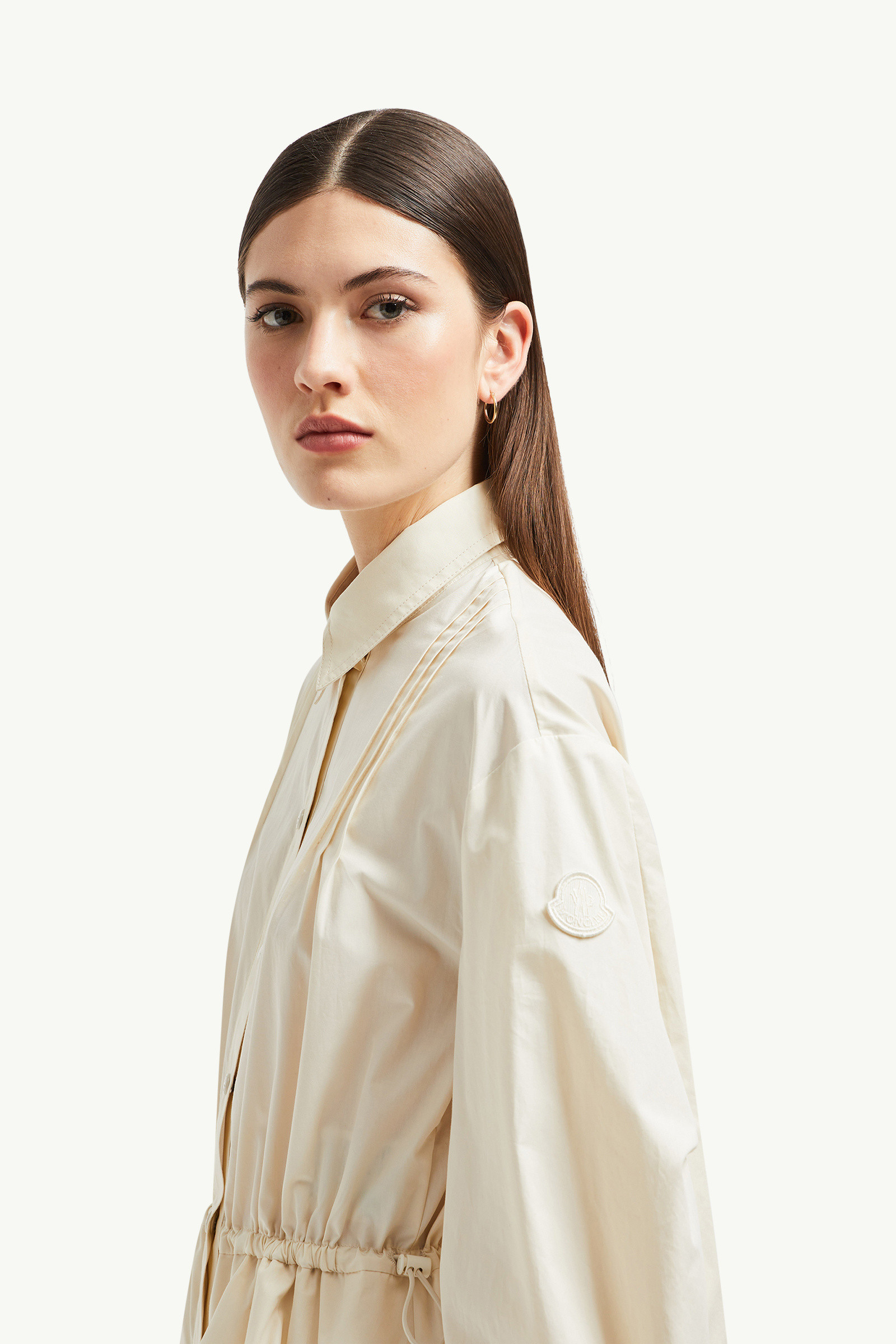 ★【MONCLER】Chemisier con peplo in cotone★シャツドレス White Ivory Cotton Peplum Shirt Dress - Dresses for Women