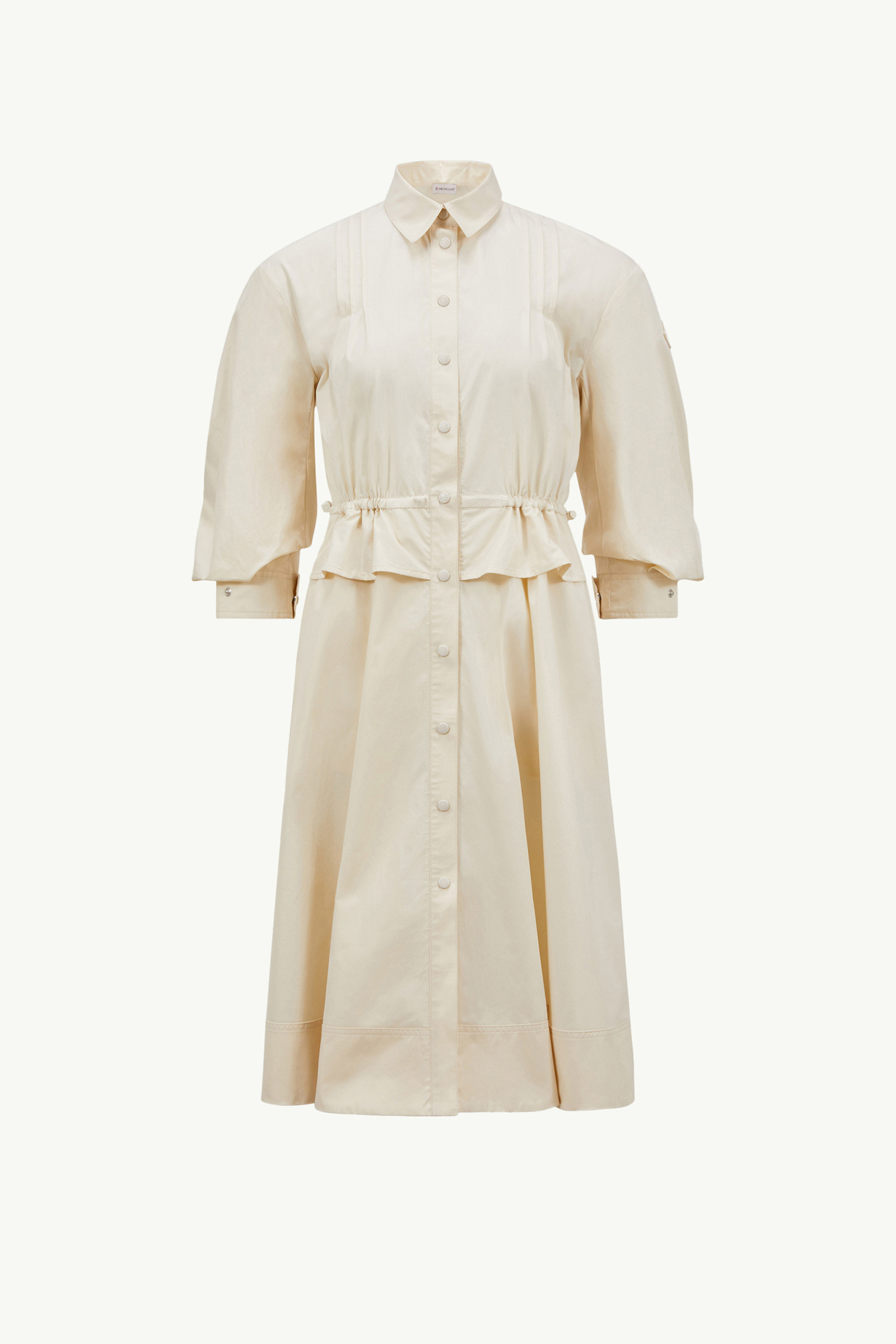 White Ivory Cotton Peplum Shirt Dress - Dresses for Women