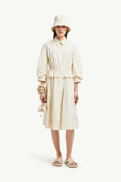 Moncler シャツドレス Cotton Peplum Shirt Dress 関税込 White Ivory Cotton Peplum Shirt Dress - Dresses for Women