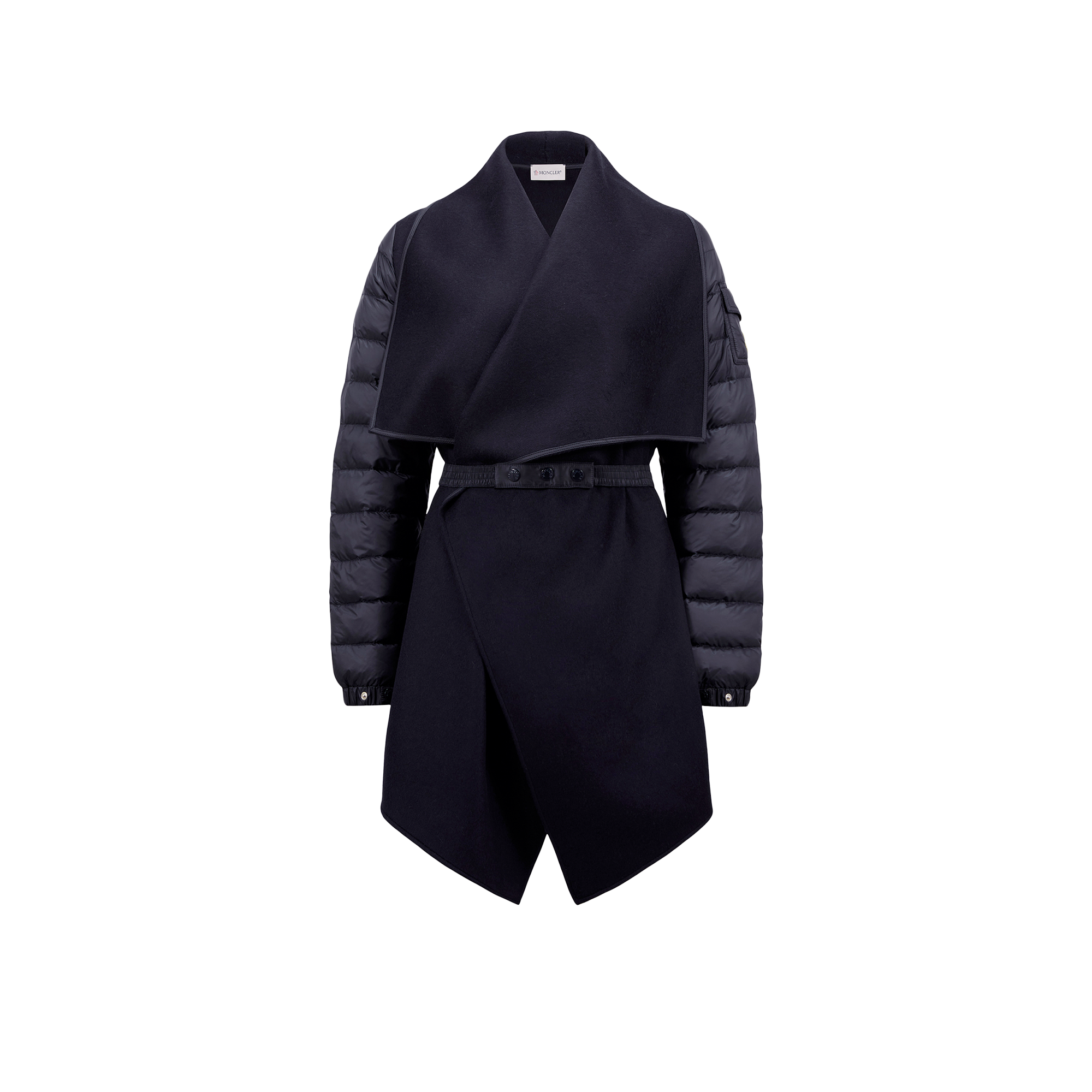 Moncler Cape En Feutre De Laine Matelassé In Bleu