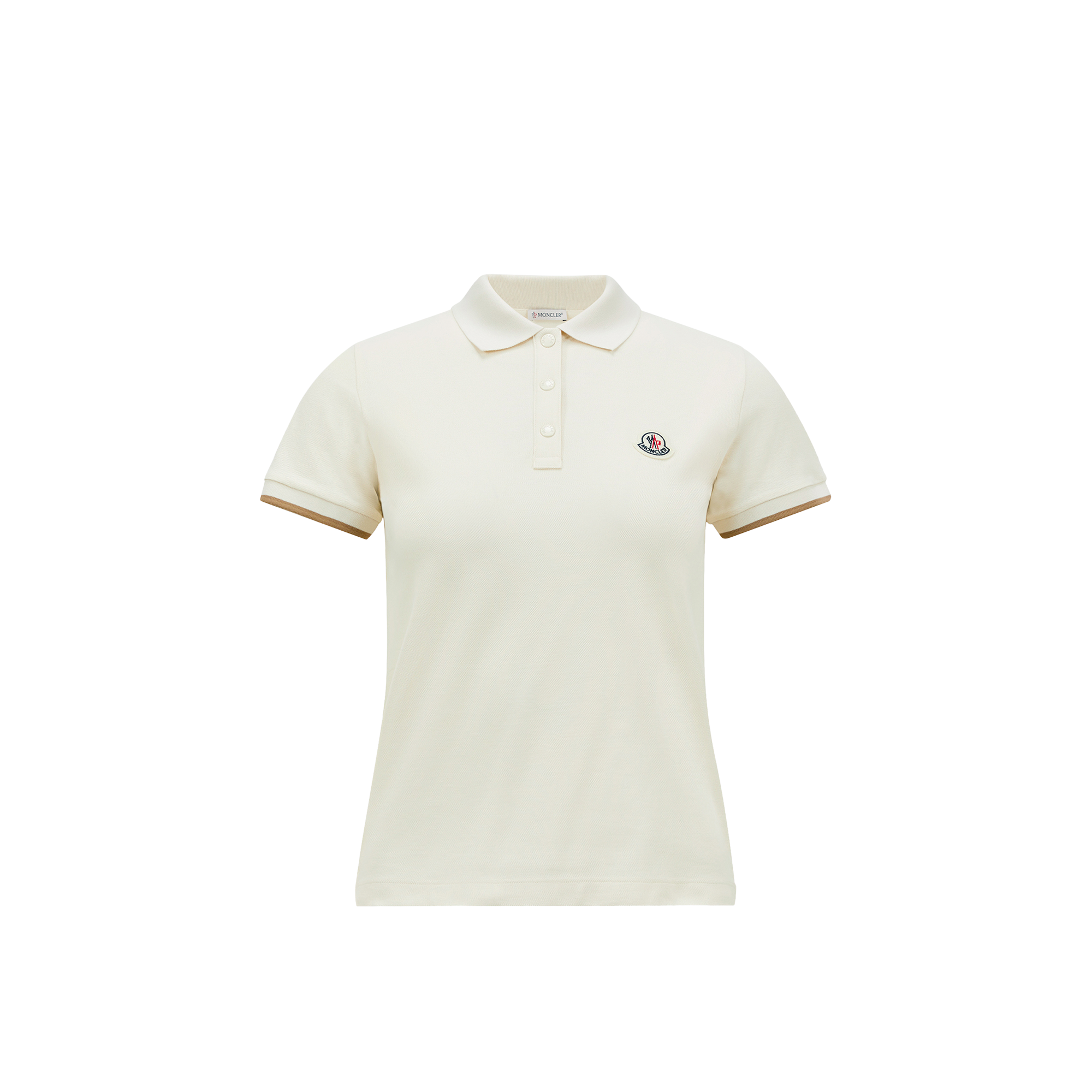 Moncler Logo Patch Piquet Polo Shirt In White