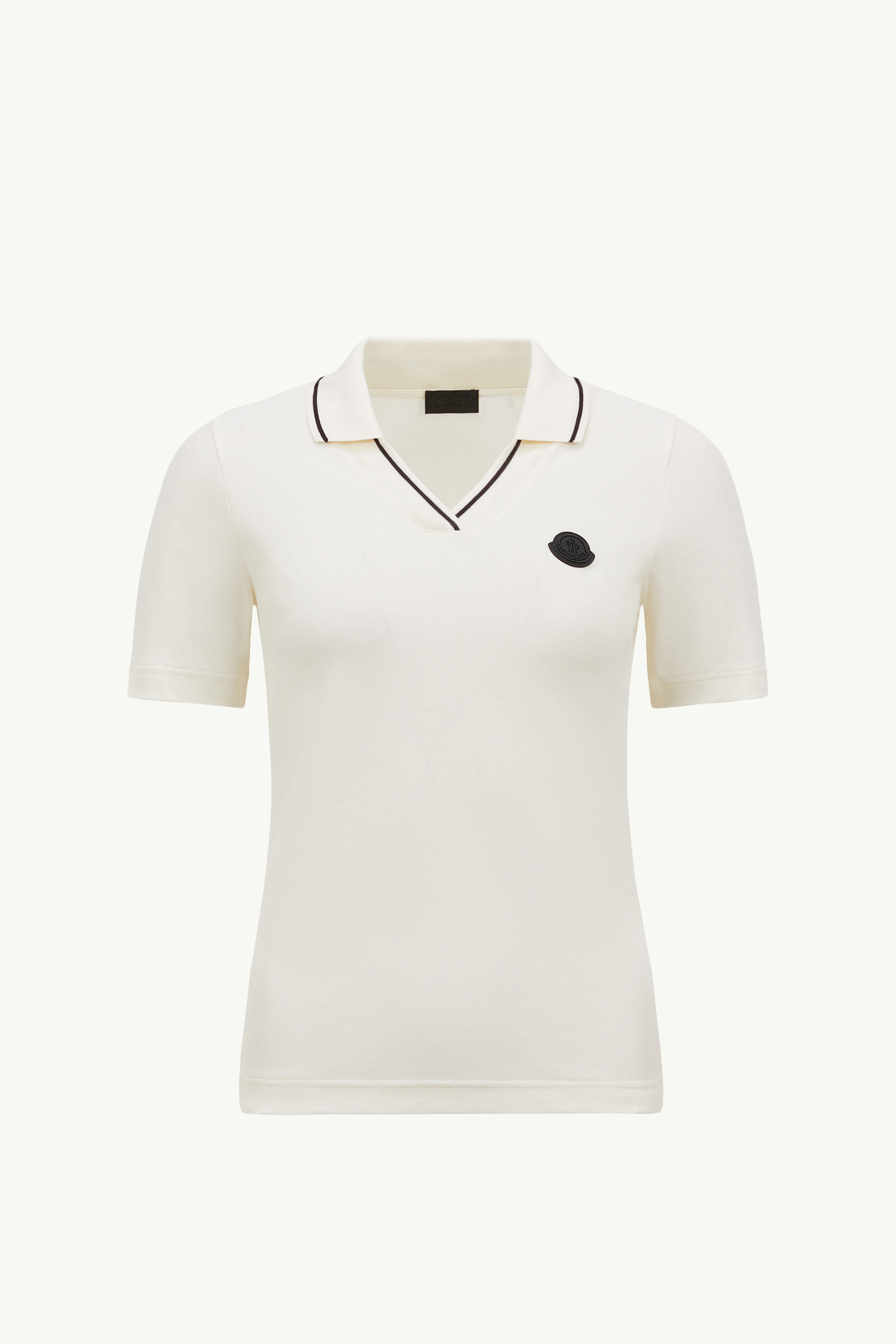 Tシャツ・カットソー MONCLER Woman Polo Shirt White K10938A00004899TW 034 White Logo Patch Cotton Piquet Polo Shirt - Tops & T-shirts