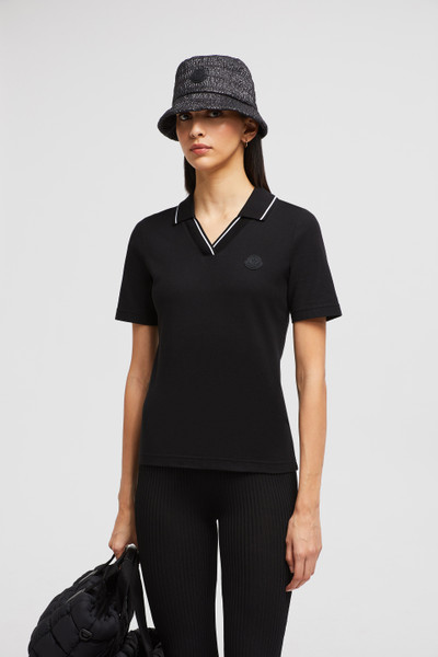 Black Logo Patch Cotton Piquet Polo Shirt Tops T shirts for Women Moncler US