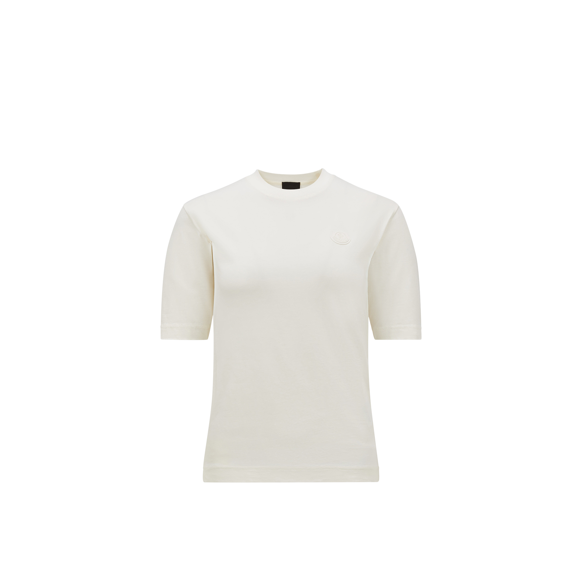 Moncler Round Collar Cotton T-shirt In White