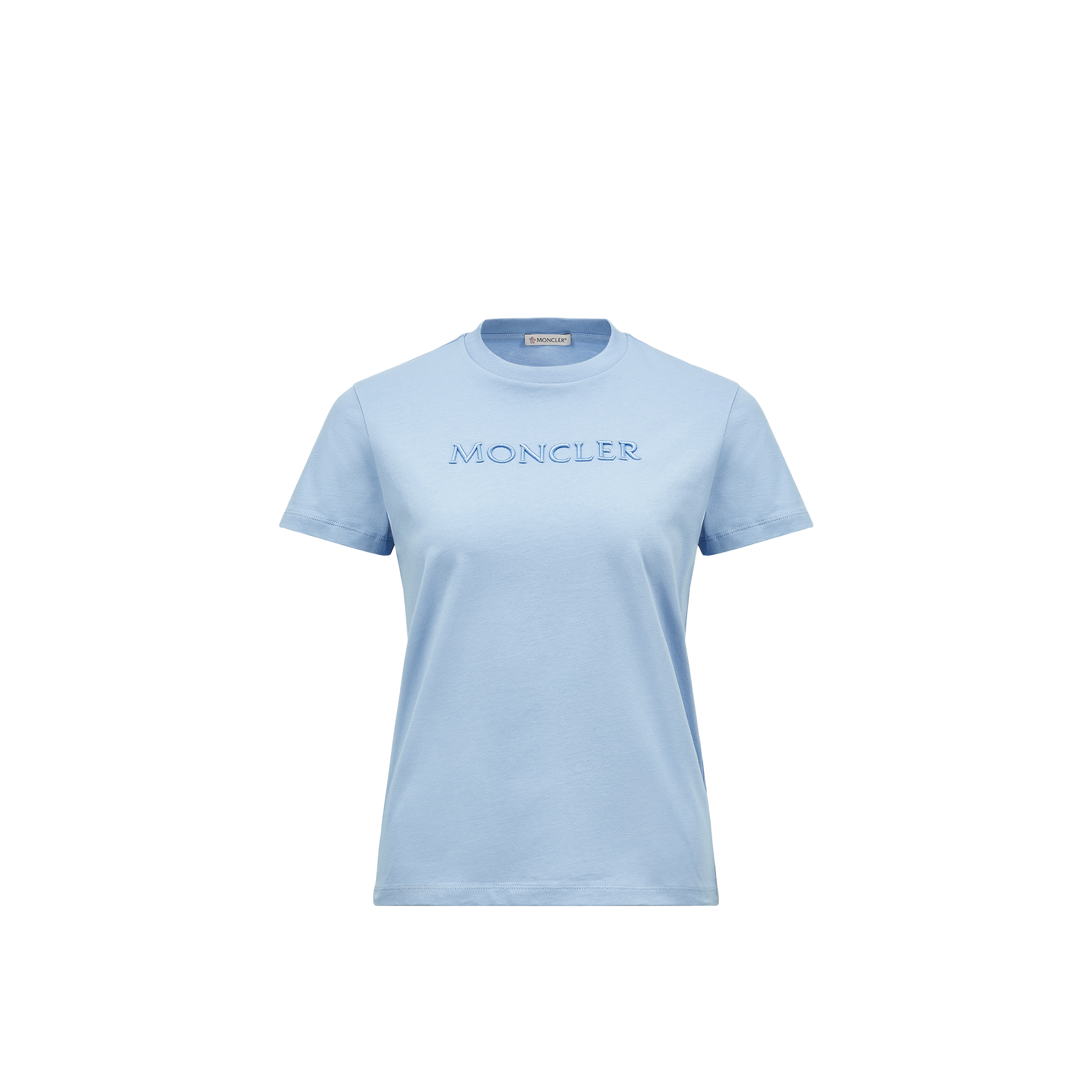 Moncler T-shirt En Coton À Logo Brodé Ton Sur Ton In Blue