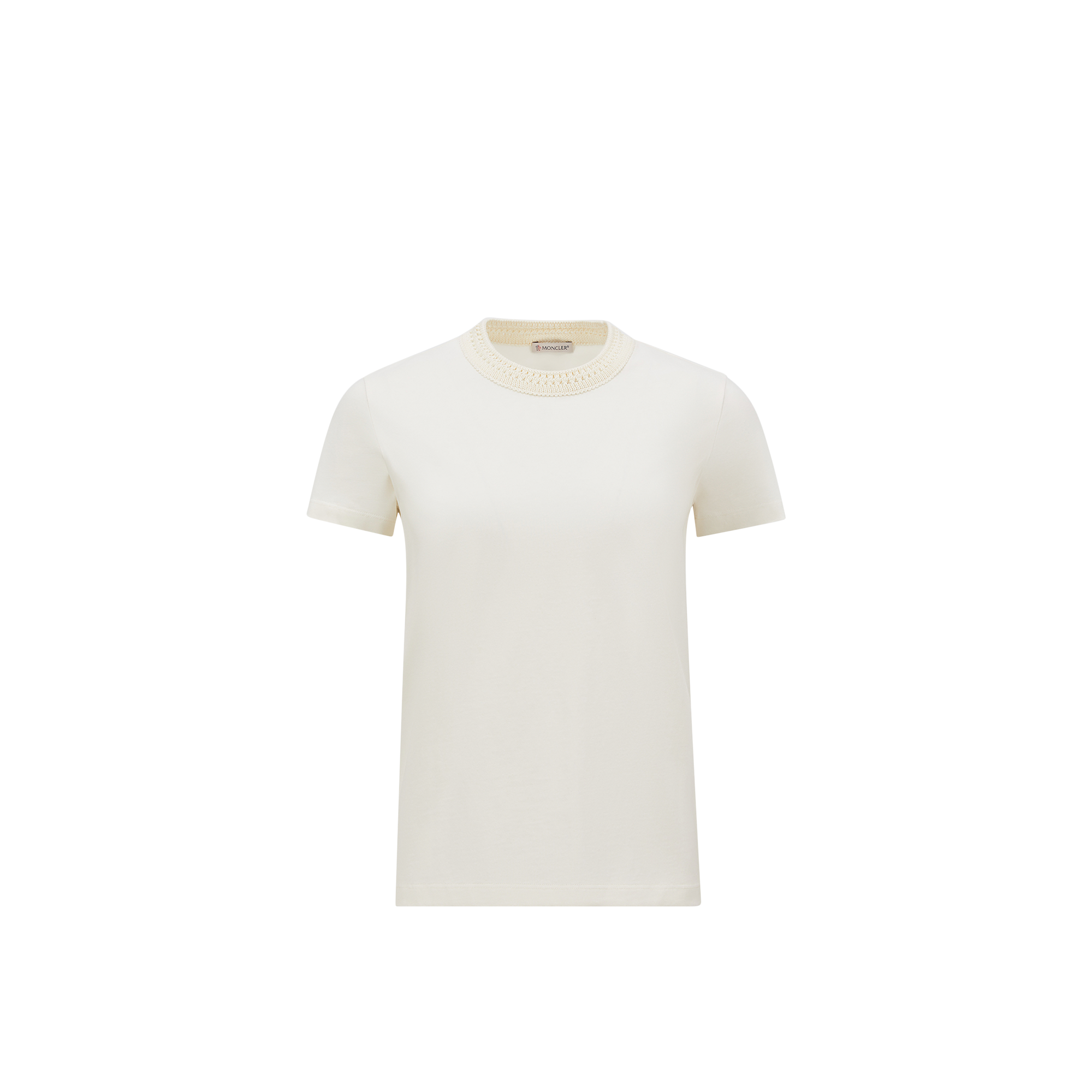 Moncler Ivory Cotton T-shirt With Logo In White