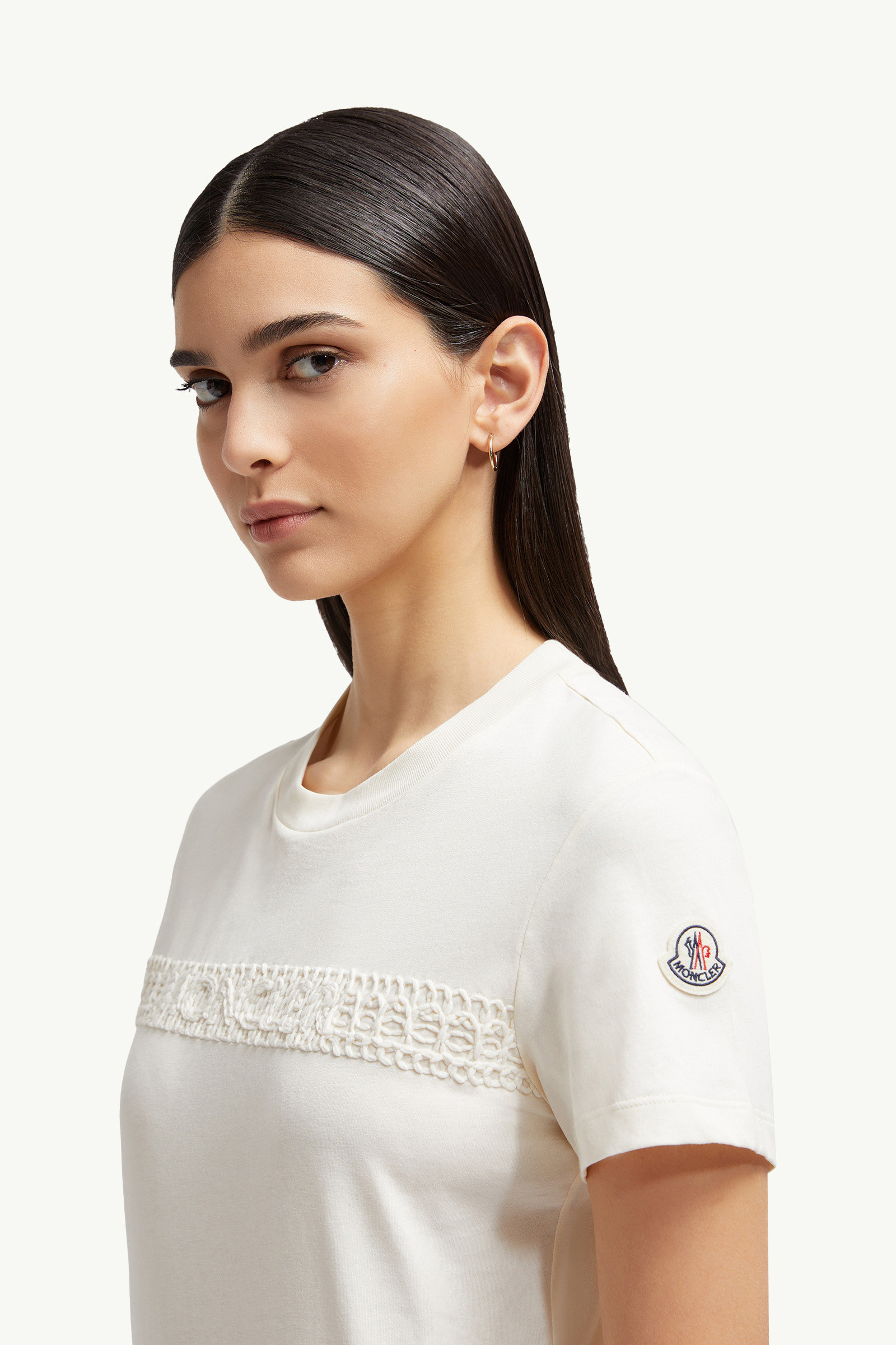 White Embroidered Logo Cotton T-Shirt - Tops & T-Shirts for