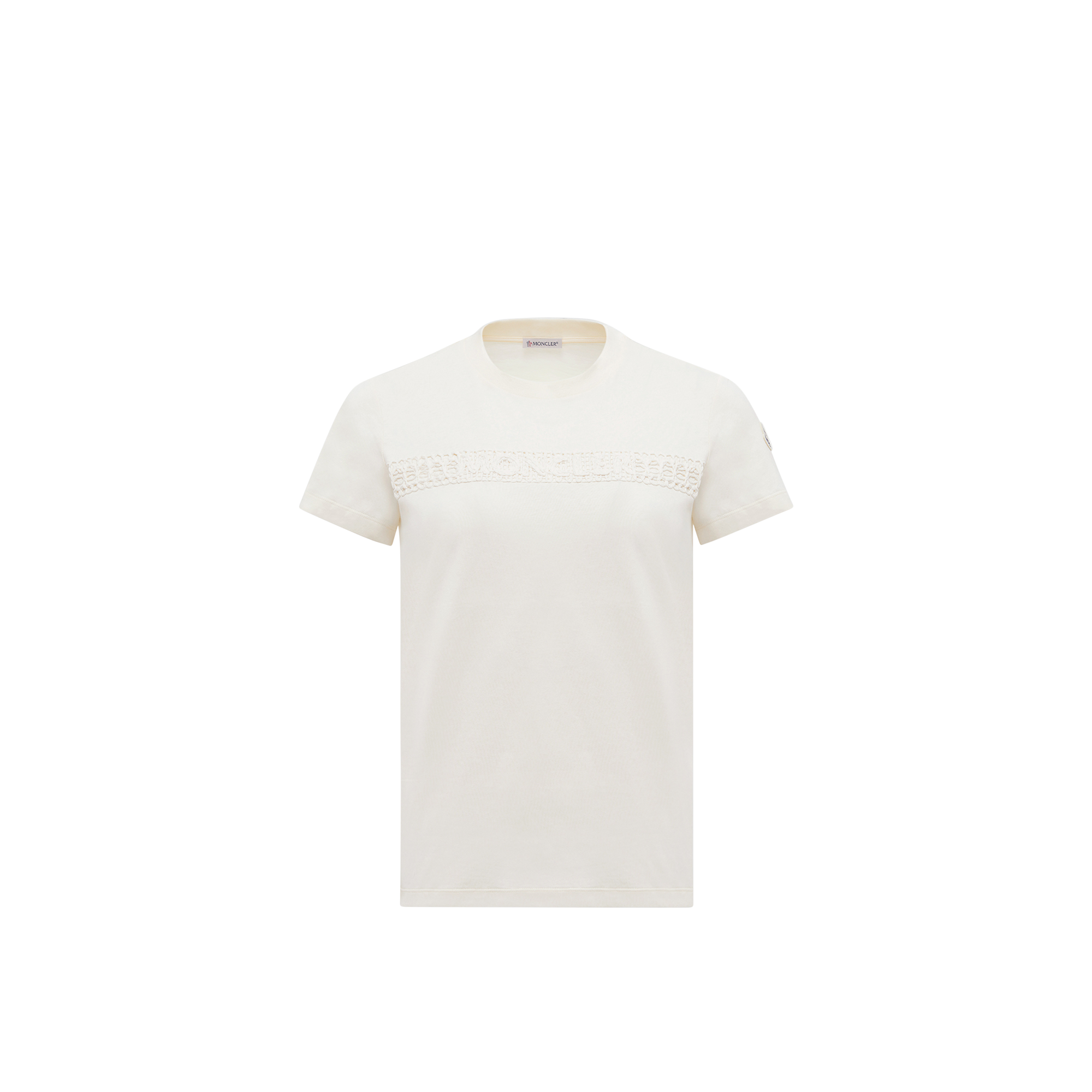 Moncler Embroidered Logo Cotton T-shirt In ホワイト