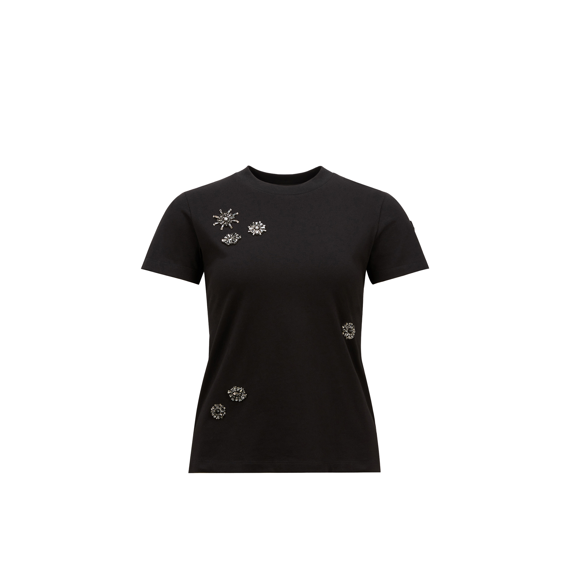 Moncler T-shirt En Coton À Fleurs En Cristaux In ブラック