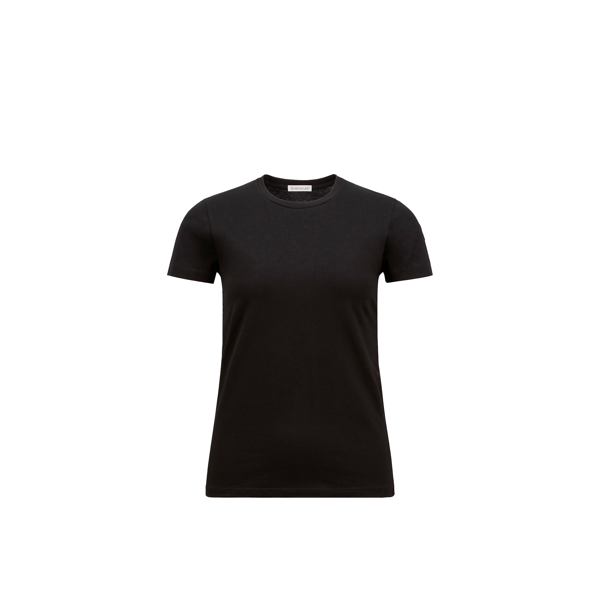 Moncler Logo Patch Crew Neck Cotton Jersey T-shirt In Black