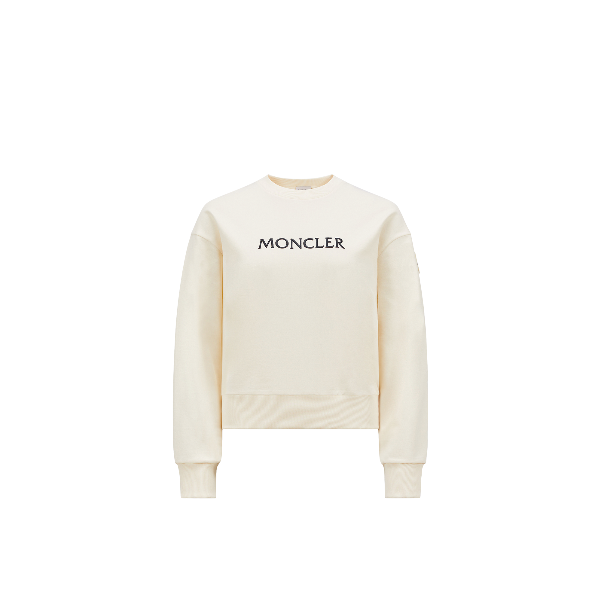 Moncler Off-white Embroidered Logo Sweatshirt In Beige
