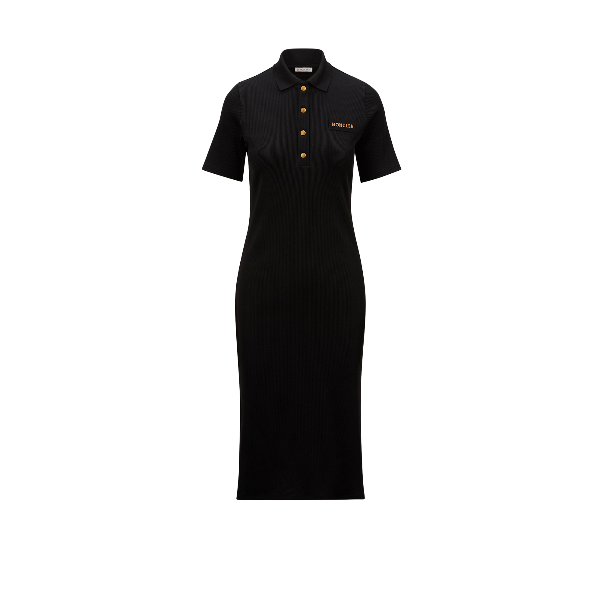 Moncler Robe Polo Midi In Black