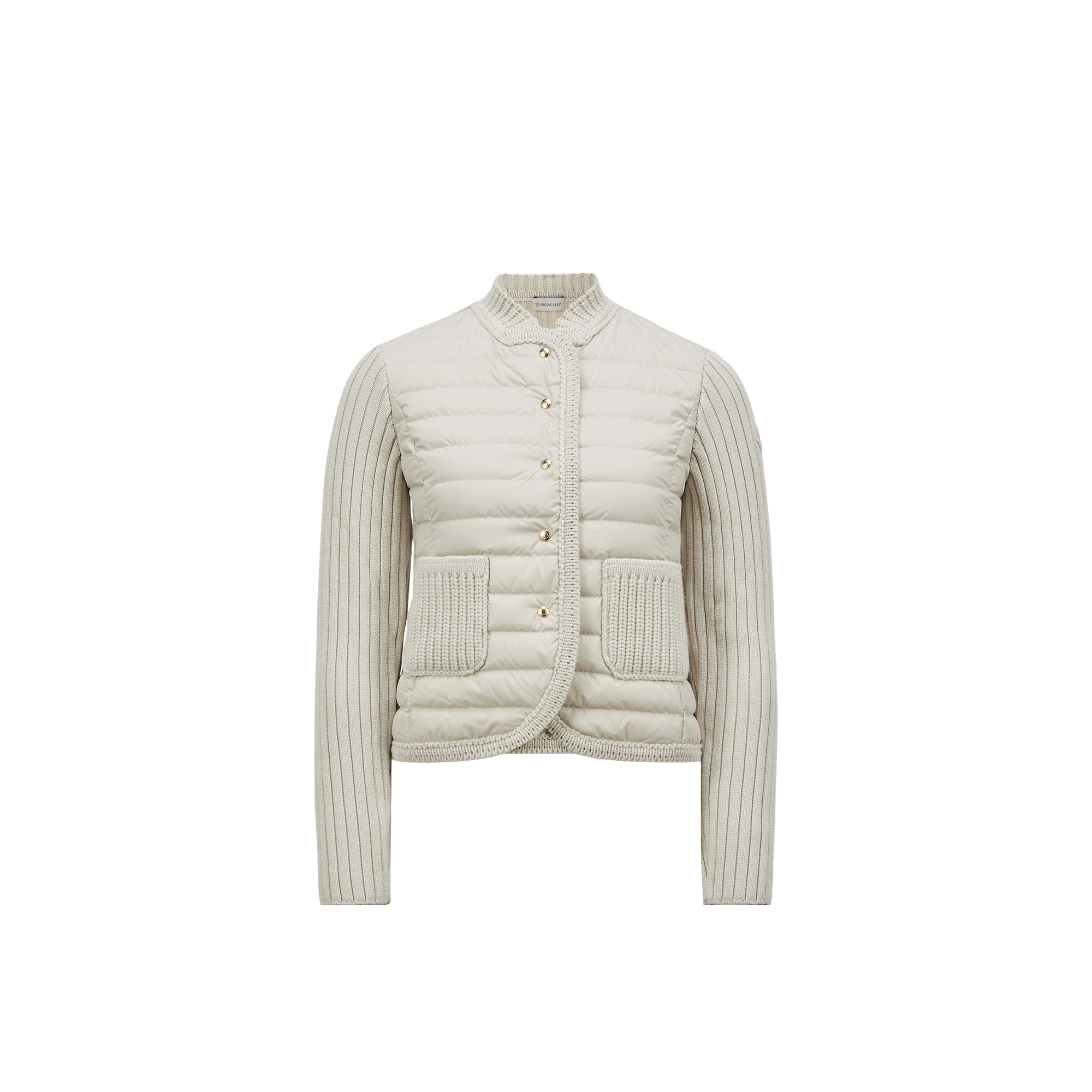 Moncler Padded Wool Cardigan Beige In Beige