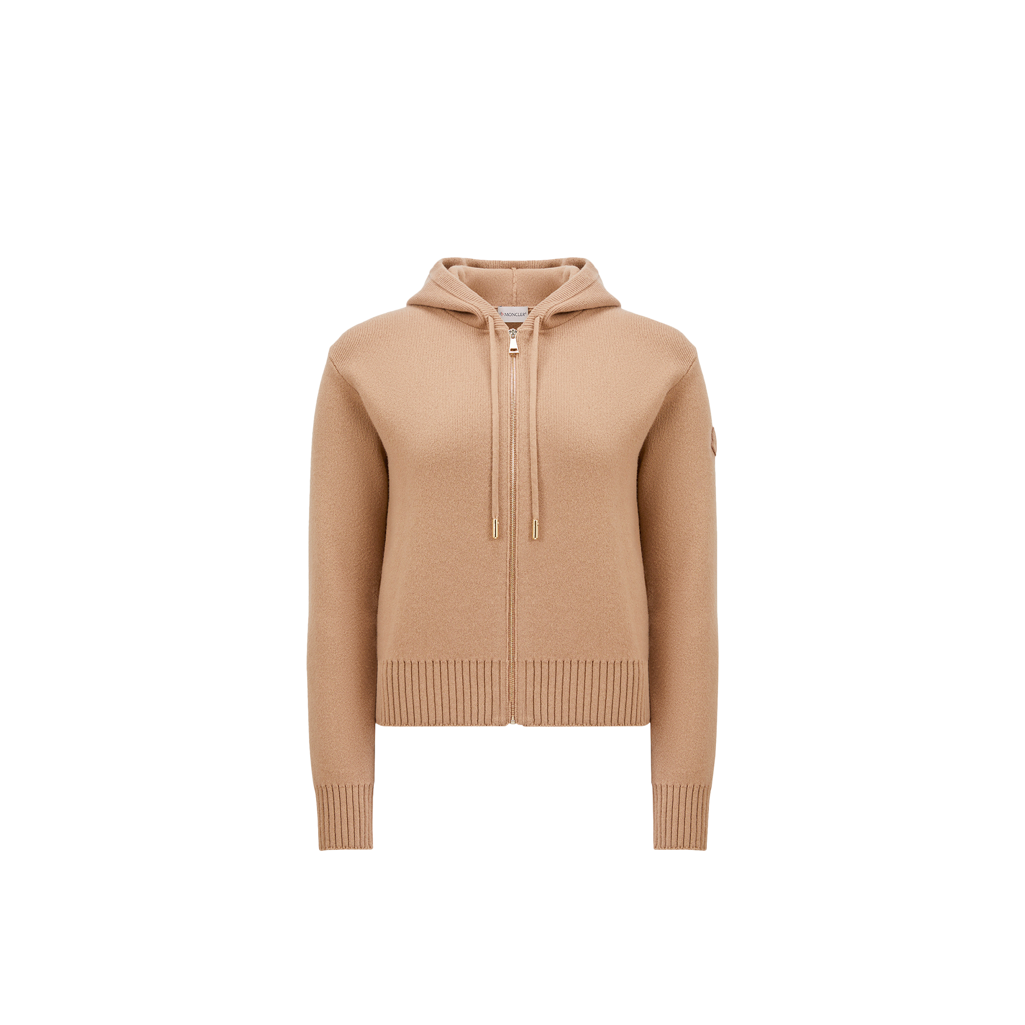 Moncler Cardigan Zippé En Laine Et Cachemire In Beige