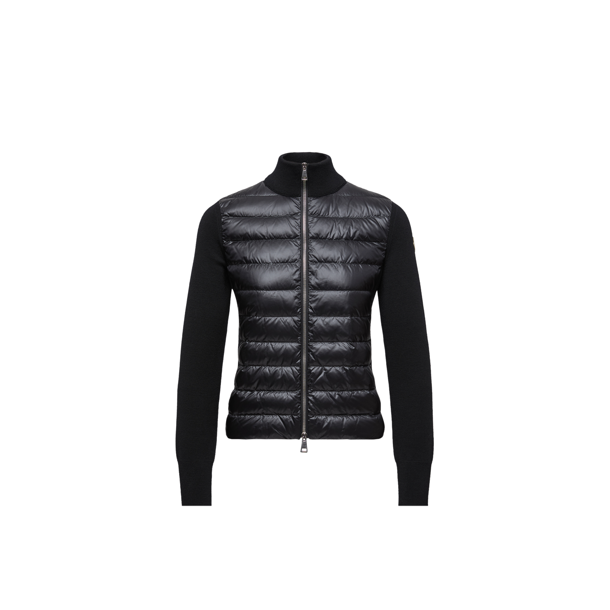 Moncler Ribbed Wool And Quilted Shell Down Jacket In Black