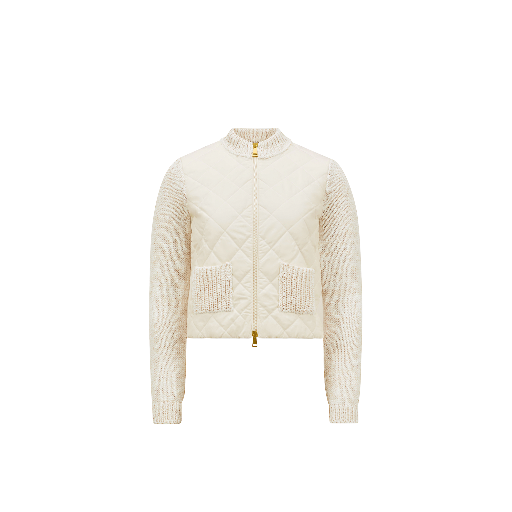 Moncler Cardigan Zippé Matelassé En Coton In White