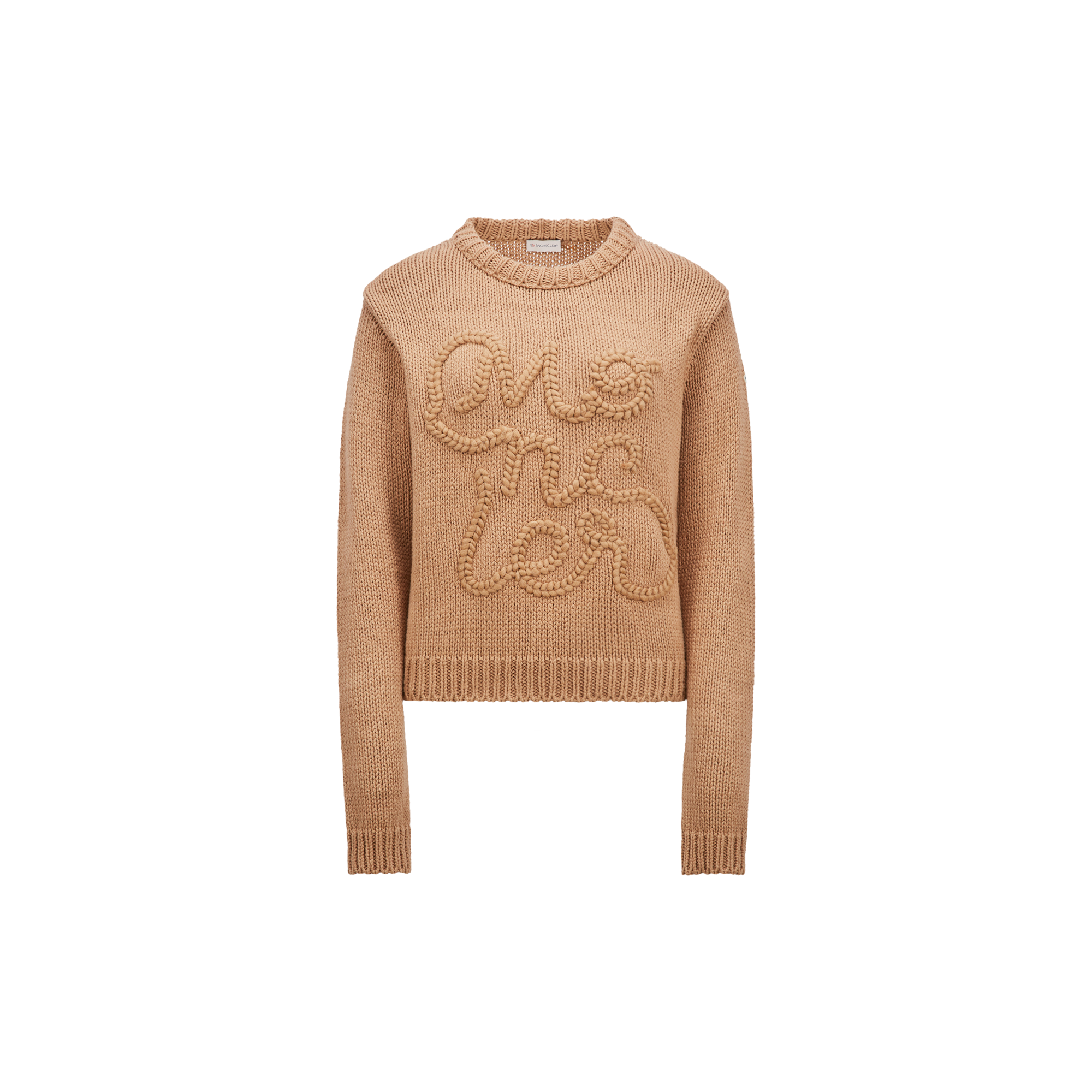 Shop Moncler Pull En Coton À Logo Brodé In Beige