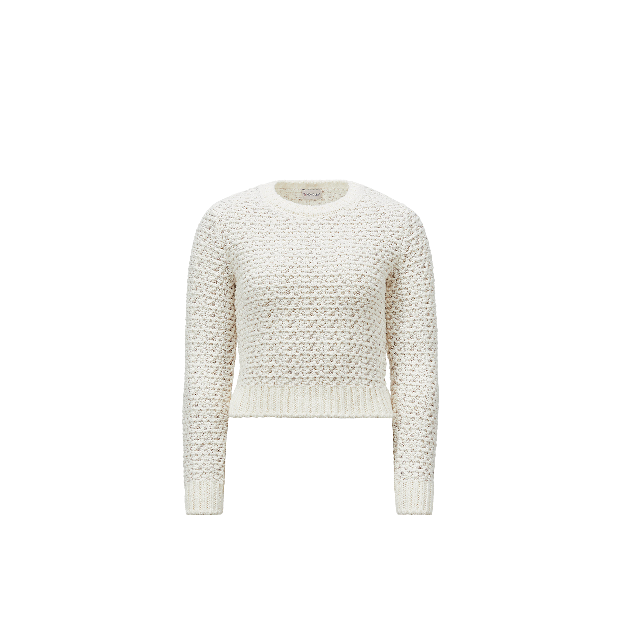 Moncler Textured Cotton Sweater White In White