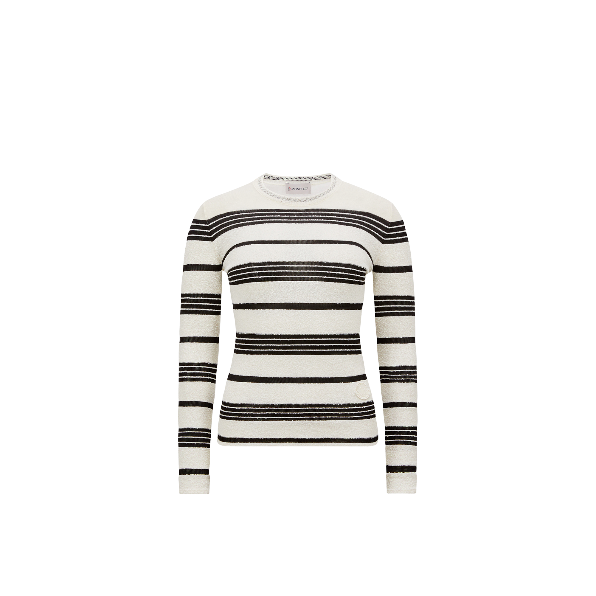 Moncler Classic Striped Maglie Sweater With Round Neckline In White