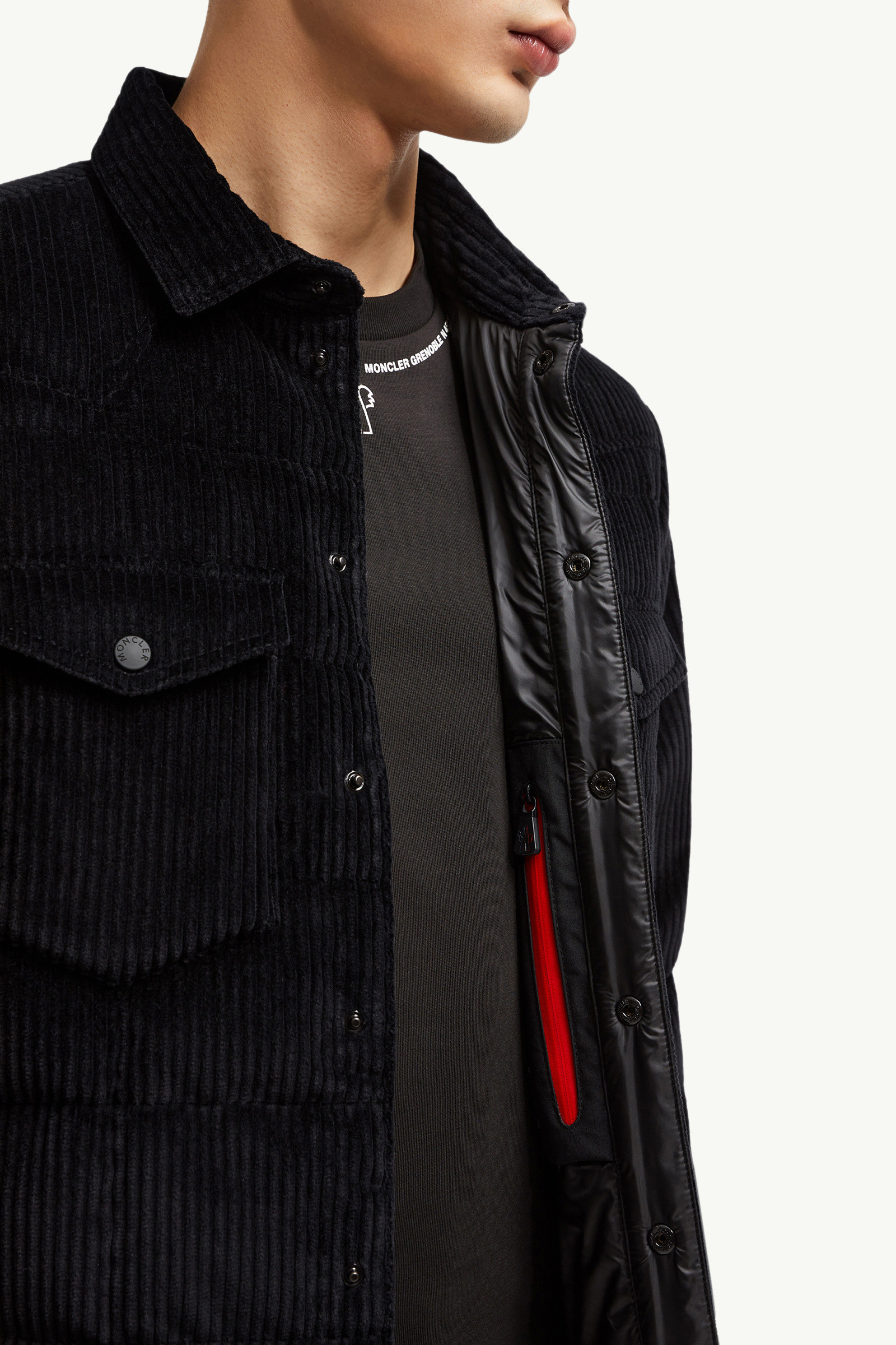 【希少】 MONCLER Gelt corduroy down jacket ダウンジャケット Black Gelt Corduroy Down Shirt Jacket - Shirt Jackets for