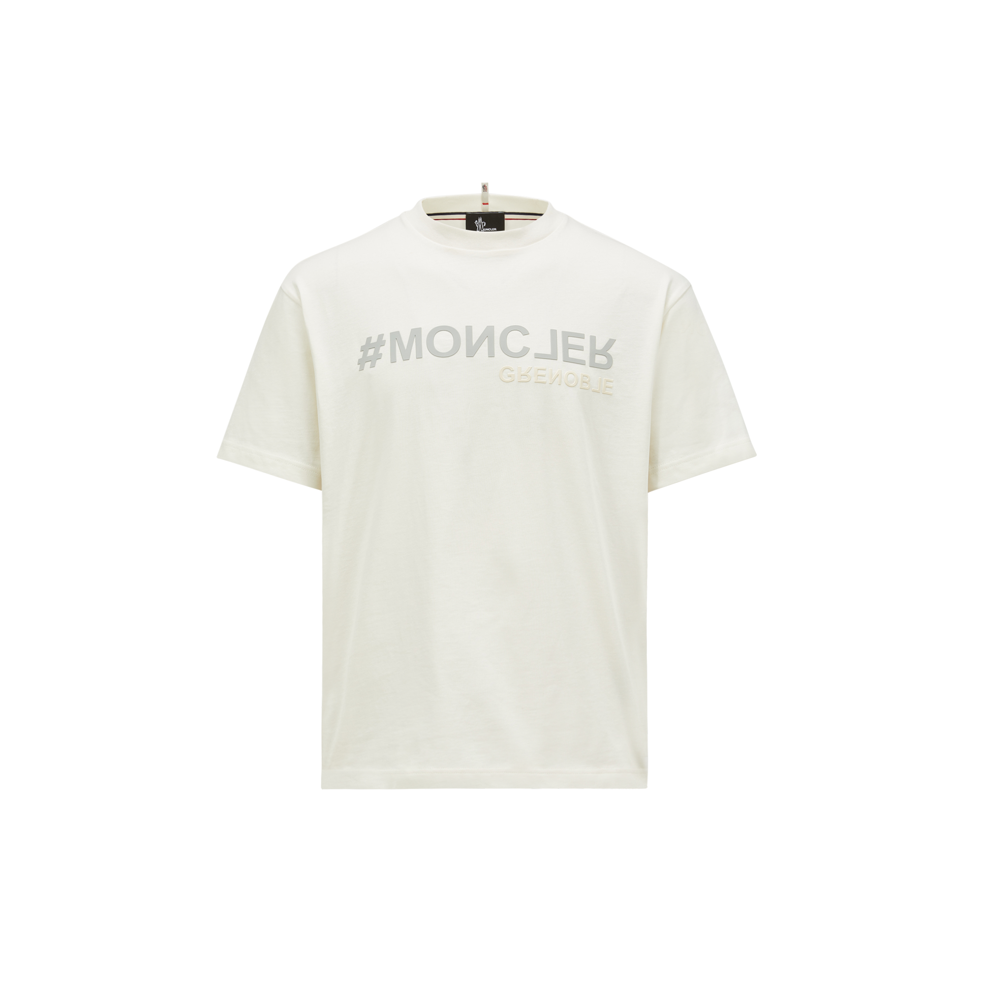 Moncler Mirrored Logo Cotton T-shirt, Men, White, Size: Xl