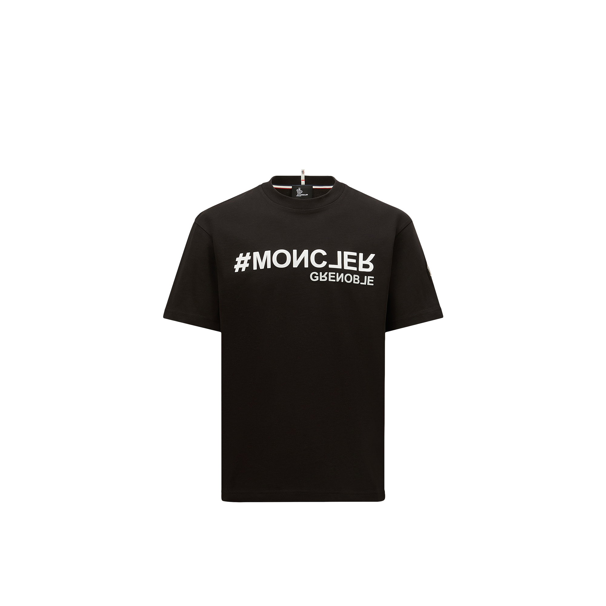 Moncler S Embossed-branding Crew-neck Relaxed-fit Cotton-jersey T-shirt Black In Black
