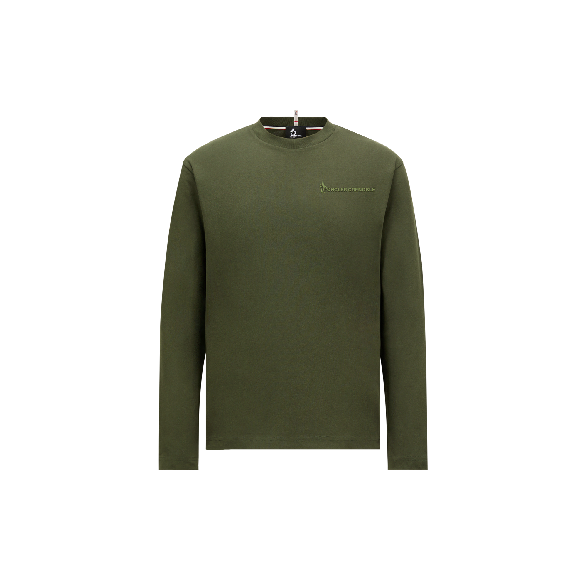 Moncler Logo Long Sleeve Cotton T-shirt, Men, Green, Size: M