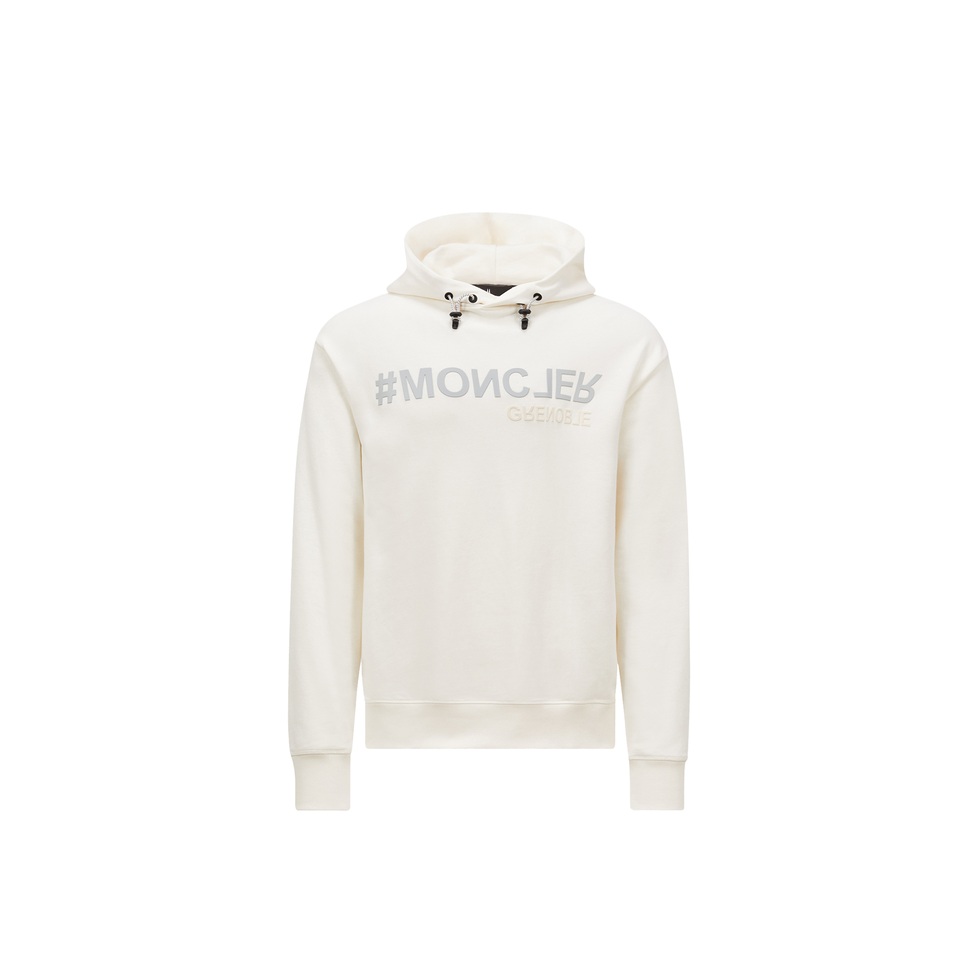 Moncler Men's Logo Cotton Hoodie In White