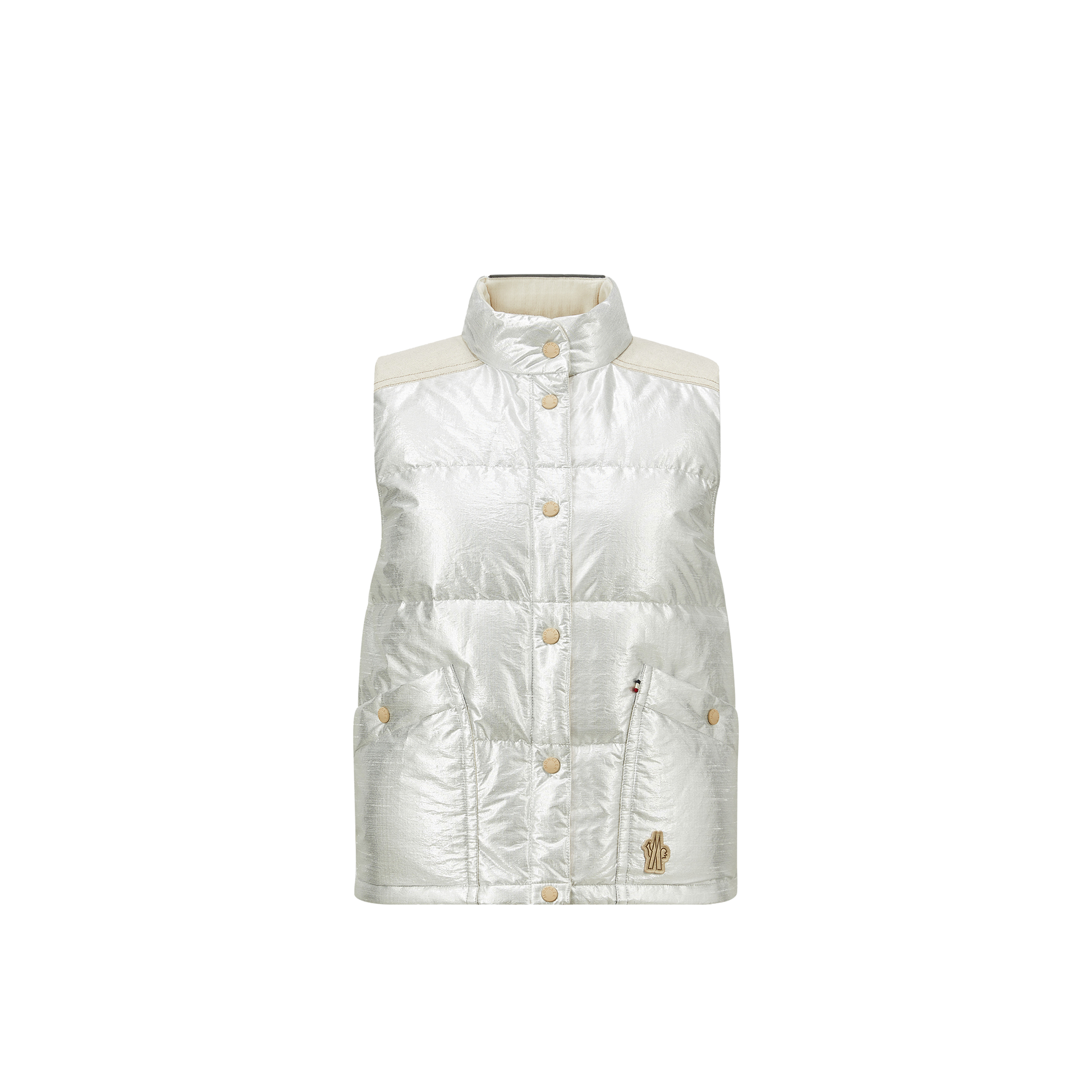 Moncler Doudoune Sans Manches En Lamé Pinchot In Gray
