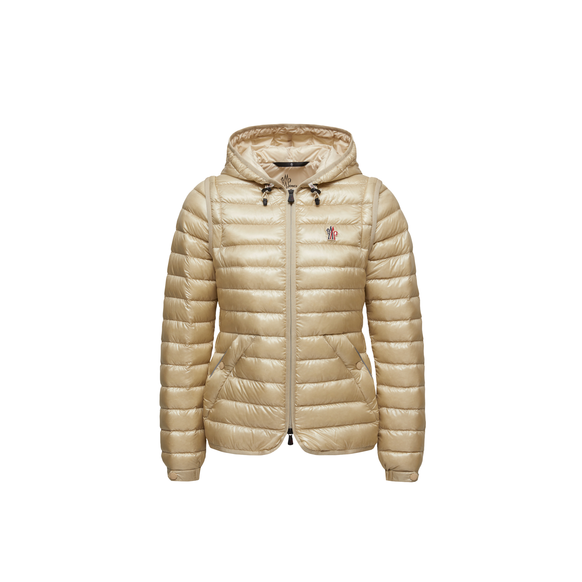 Moncler Karura 2-in-1 Hooded Short Down Jacket Beige In Beige