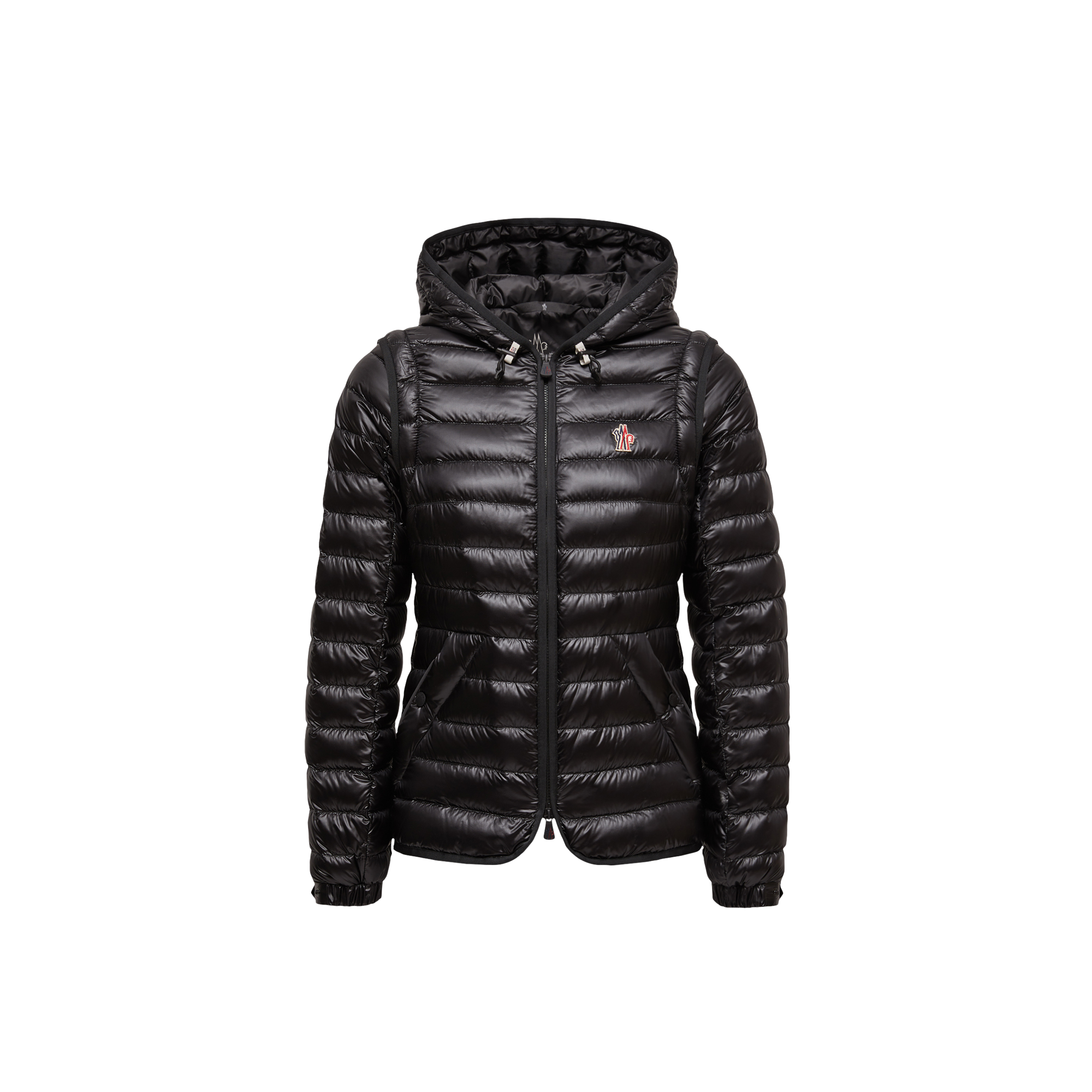 Shop Moncler Karura 2-in-1 Hooded Short Down Jacket, Women, Black, Size: 2
