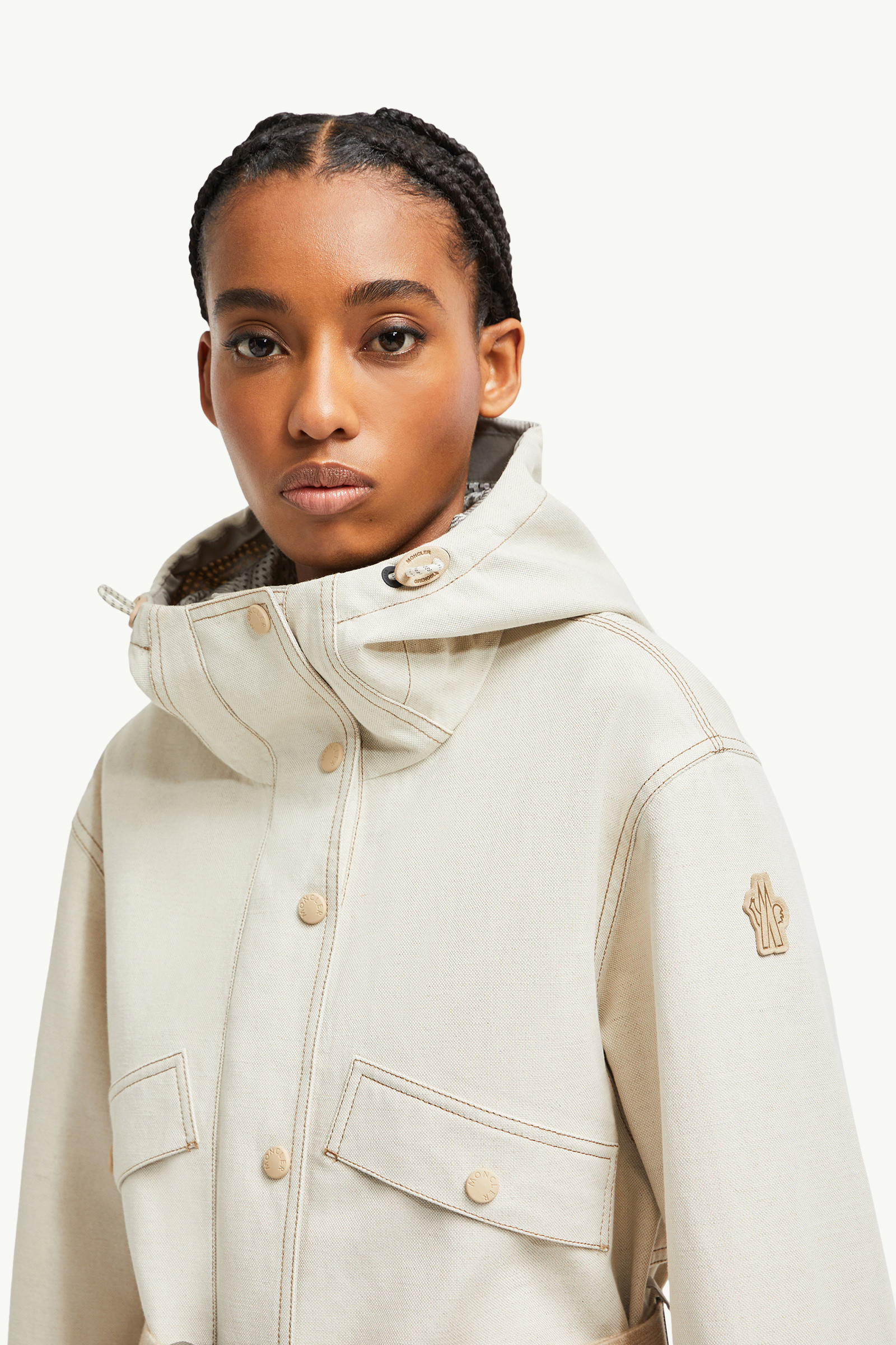 Light Beige Tarkine Hooded Cotton & Linen Field Jacket