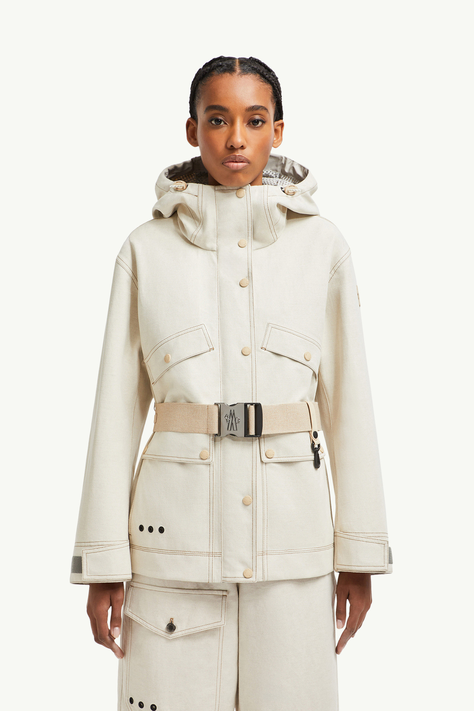 【MONCLER】TARKINE FIELD JACKET●1A00011598C5268 Light Beige Tarkine Hooded Cotton & Linen Field Jacket