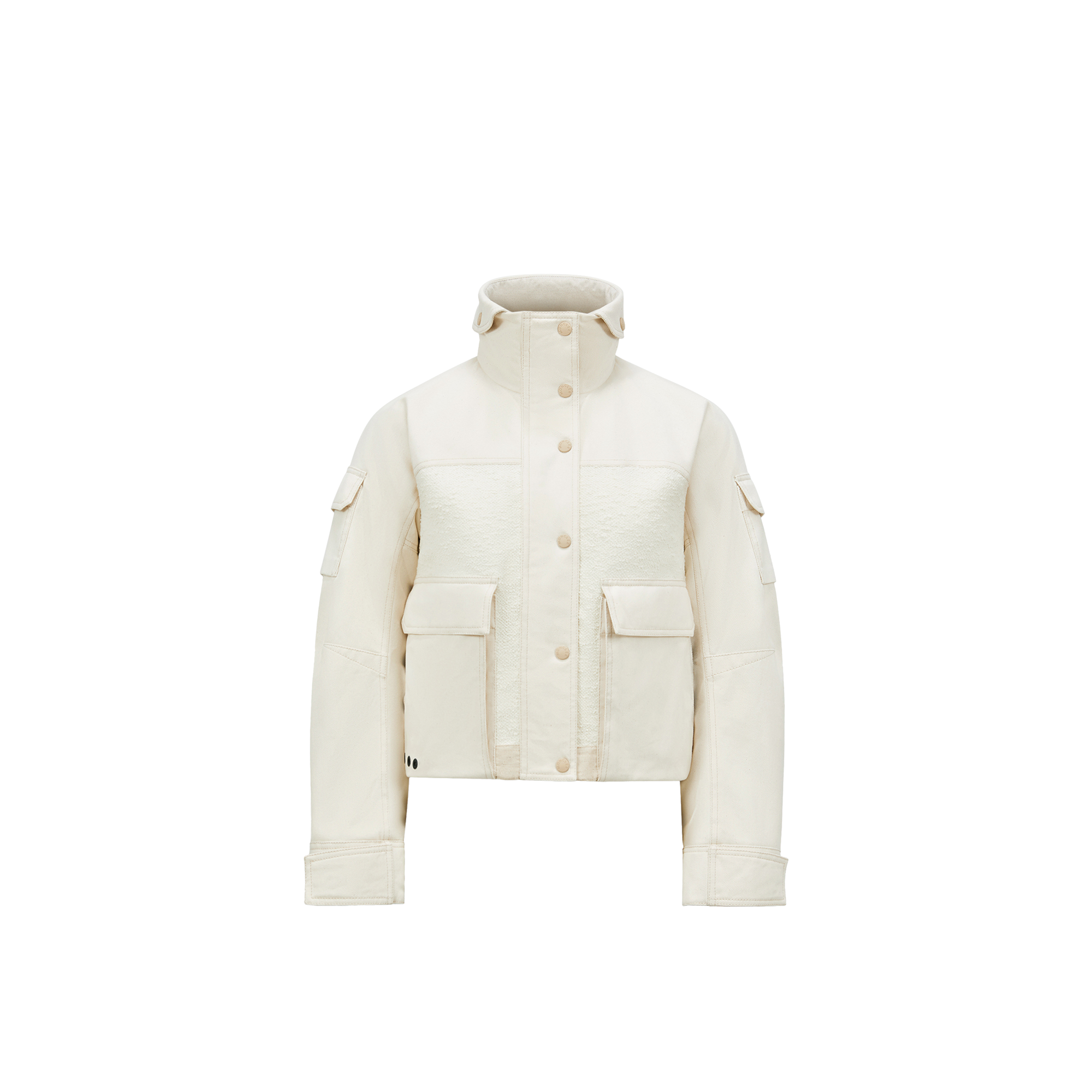 Moncler Doudoune Courte En Coton Bouclé Soignes In Blanc