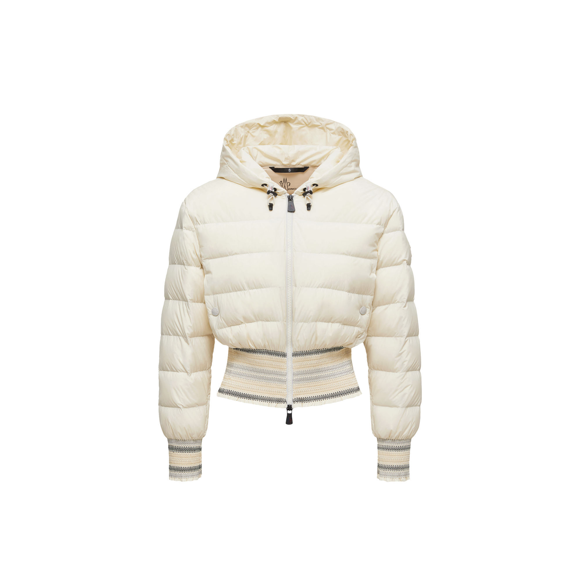Moncler Jeypore Embroidered Hooded Short Down Jacket White In Blanc