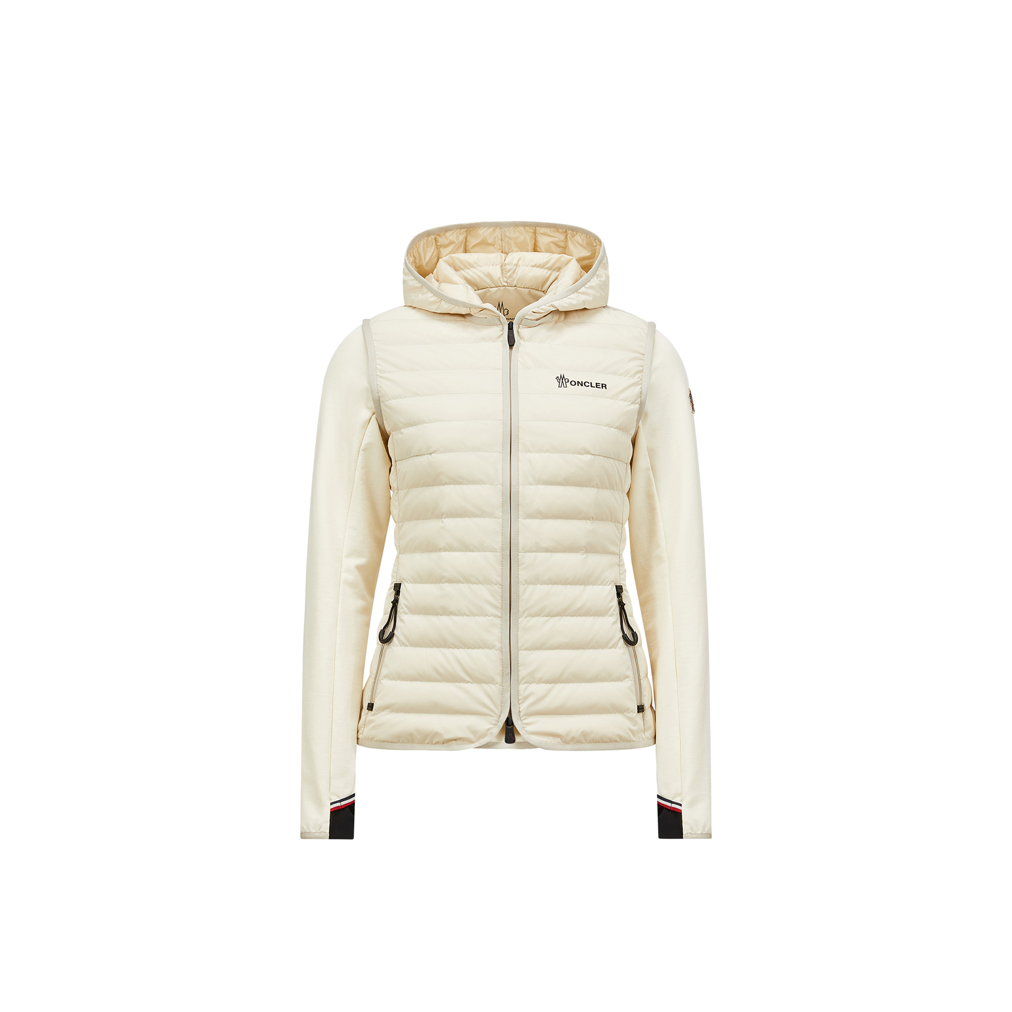 Moncler Sweat Zippé En Coton Matelassé In Blanc