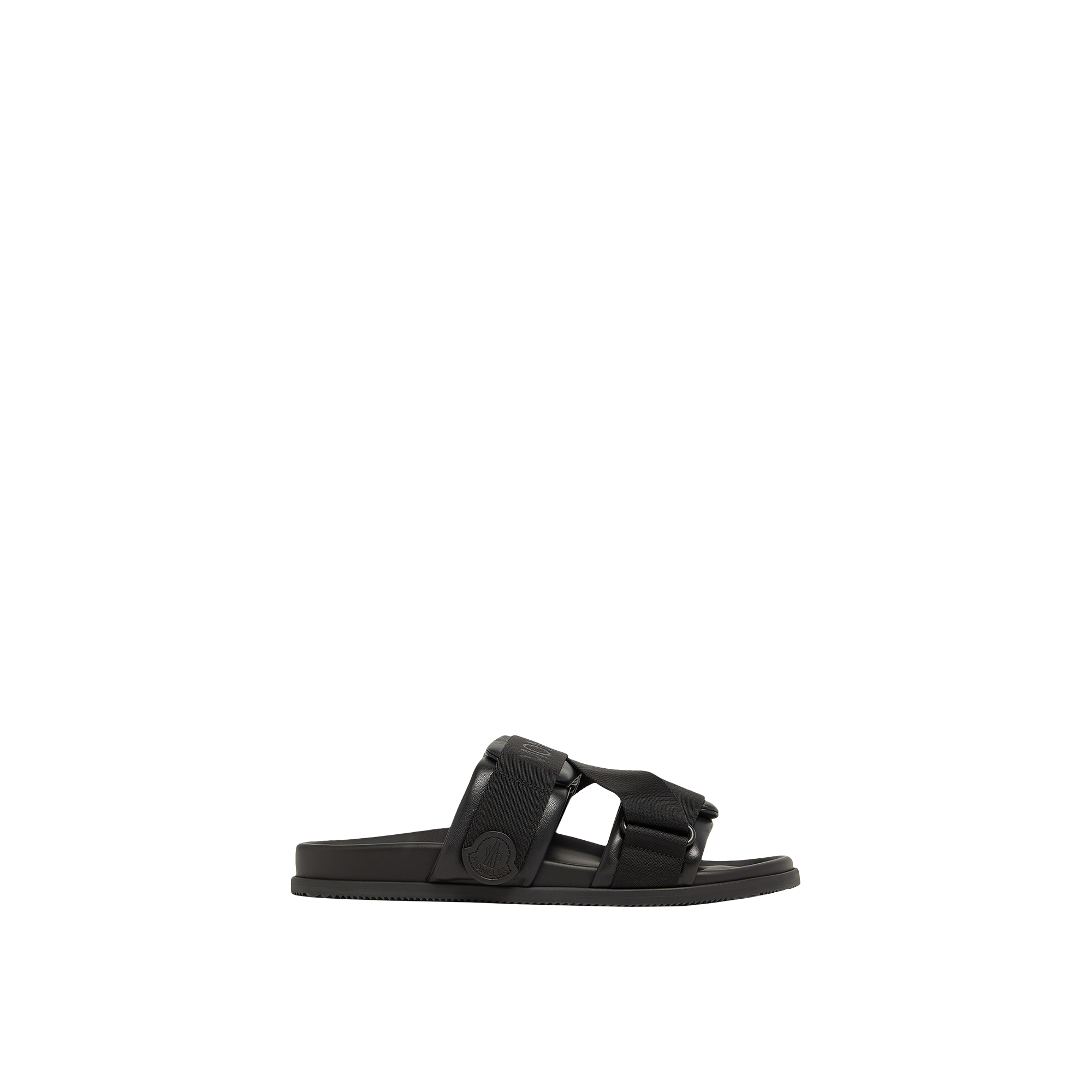 Moncler Logo-jacquard Rubber Sliders In Black