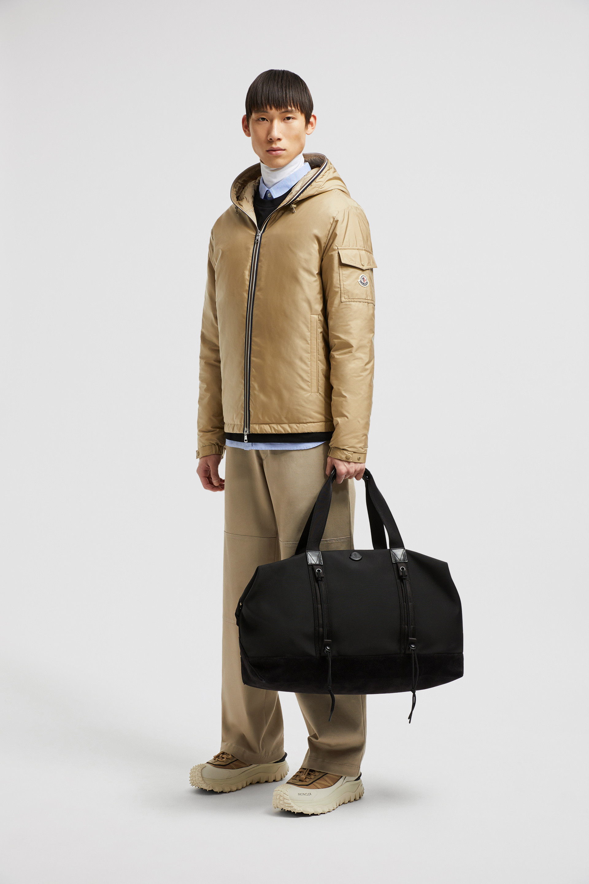 Black Tech Water-Repellent Leather-Trimmed Duffle Bag - Bags