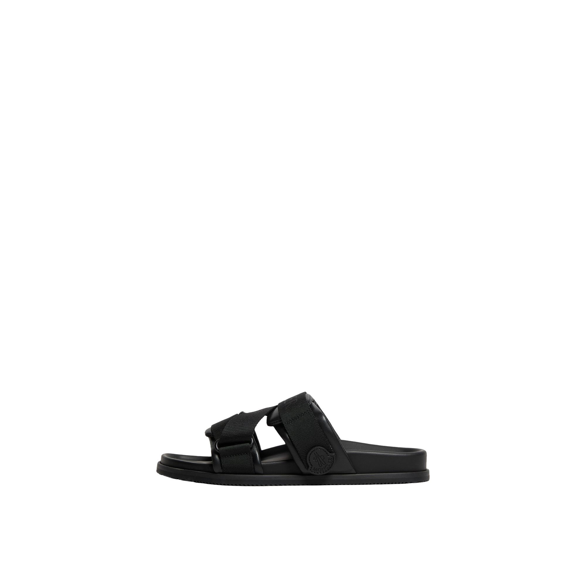 Shop Moncler Sandales Mon Summer En Cuir Nappa In ブラック