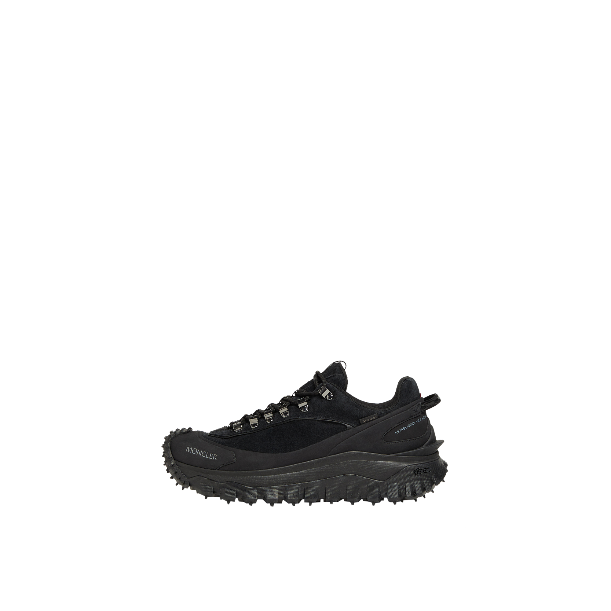 Moncler Trailgrip Apex Leather And Suede Sneakers In Black