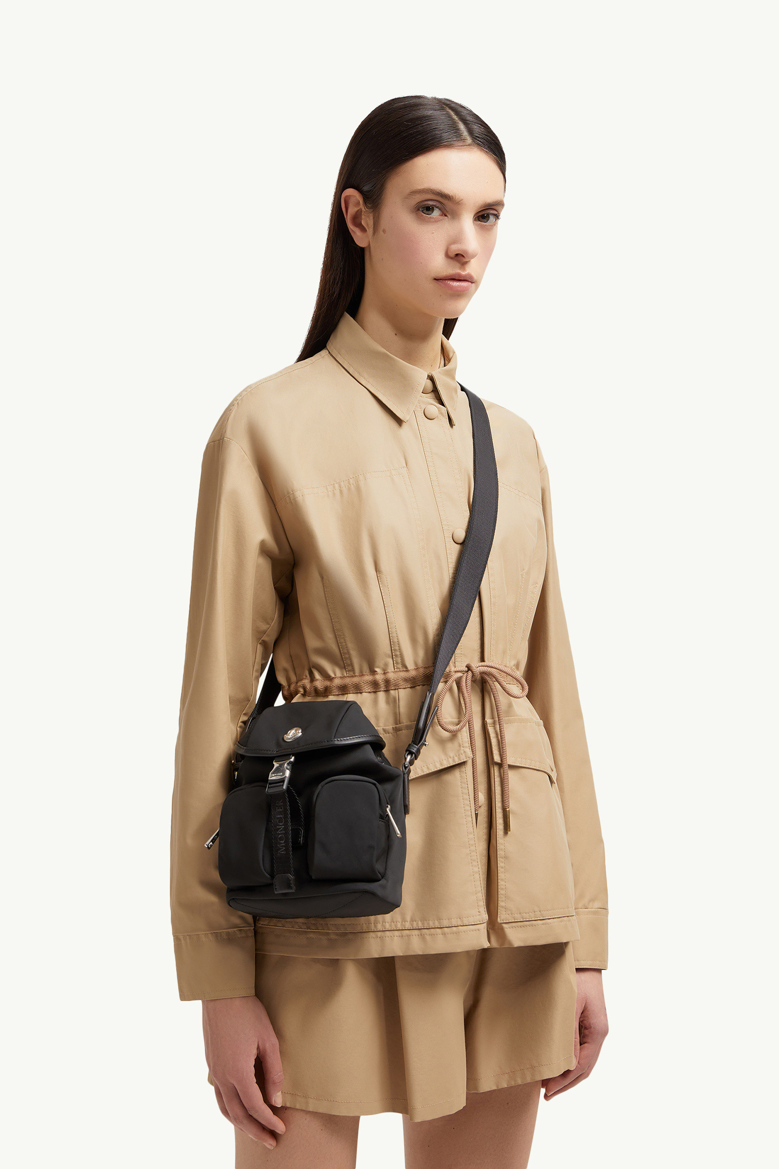 【関税込】MONCLER モンクレール◆Mini Trick ショルダーバッグ Trick Mini leather-trimmed crossbody bag in black - Moncler