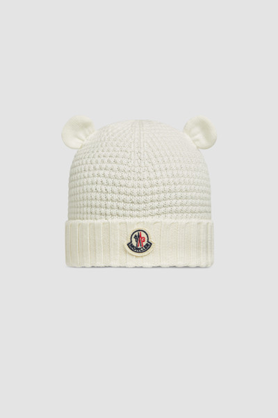 White Wool Beanie with Teddy Bear Ears Accessories for Children Moncler HK