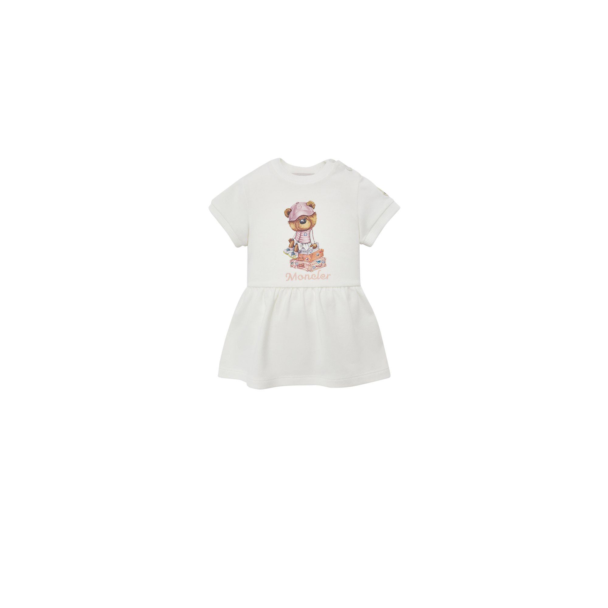 Moncler Robe En Coton À Motif Ours En Peluche In White