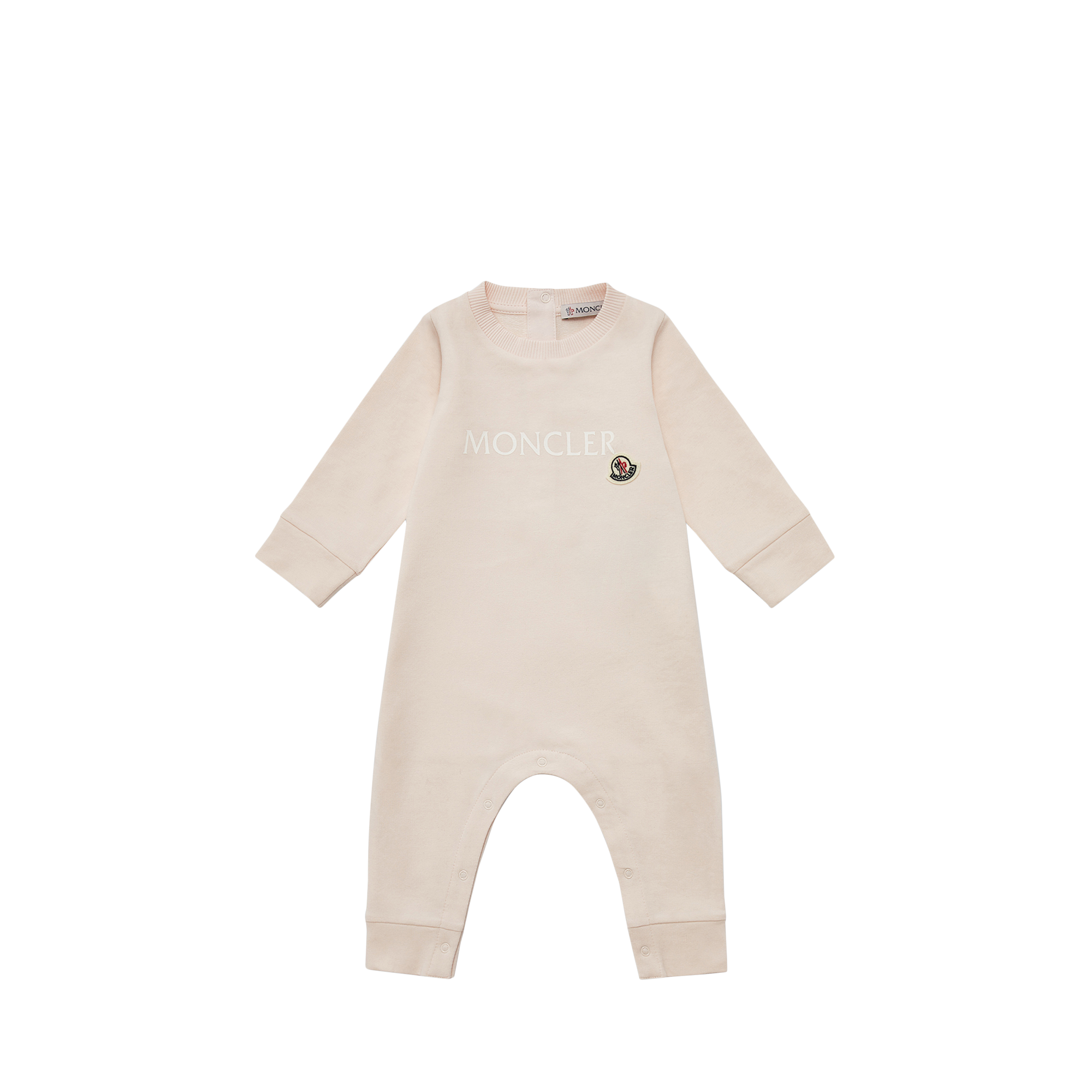 Moncler Logo Cotton Baby Grow Pink In Pink