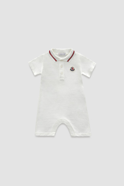 White Logo Patch Cotton Piquet Baby Romper Clothing for Children Moncler GB