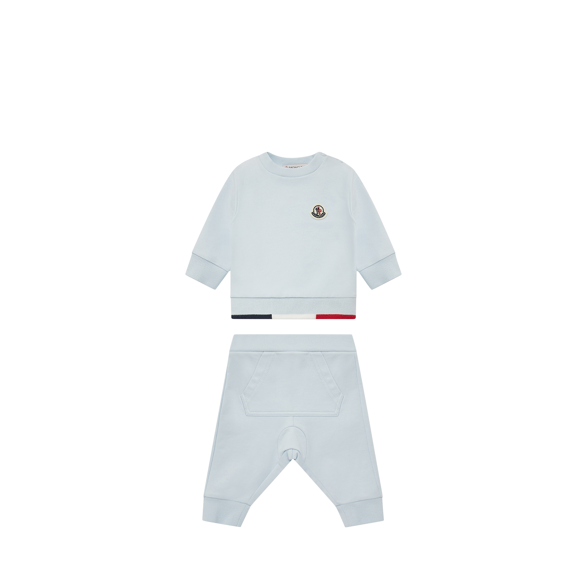 Moncler Ensemble De Survêtement En Coton À Bords Tricolores In Blue